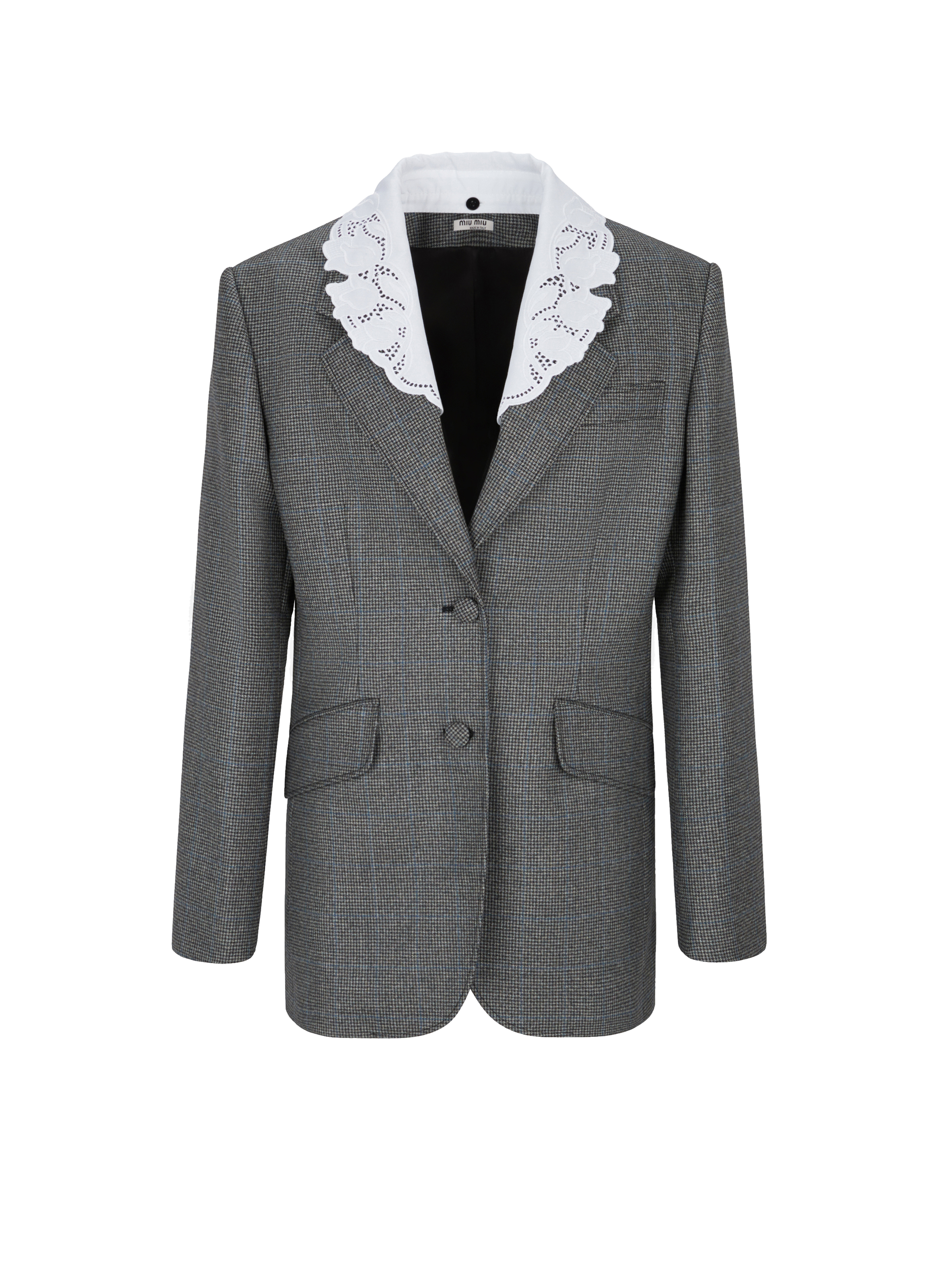 Blazer à col contrastant en laine vierge