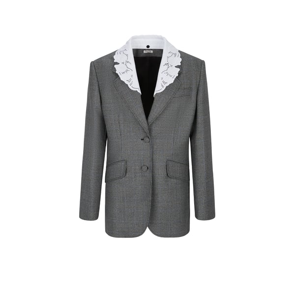 Blazer à col contrastant en laine vierge