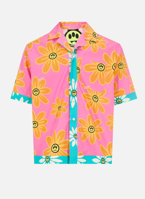 Short-sleeved printed cotton poplin shirt MulticolorBARROW 