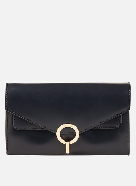 Sac pochette à rabat en cuir Noir by SANDRO SANDRO Sac pochette à rabat en cuir Noir