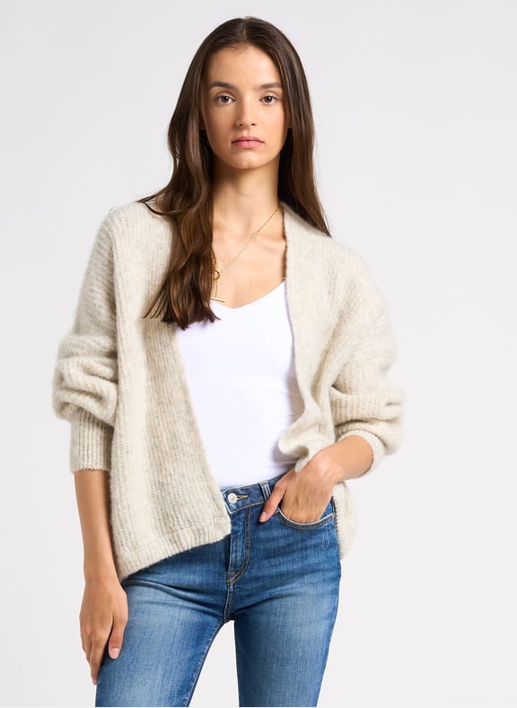 Gilet ouvert en laine et alpaga mélangé east Beige by AMERICAN VINTAGE AMERICAN VINTAGE Gilet ouvert en laine et alpaga mélangé east Beige