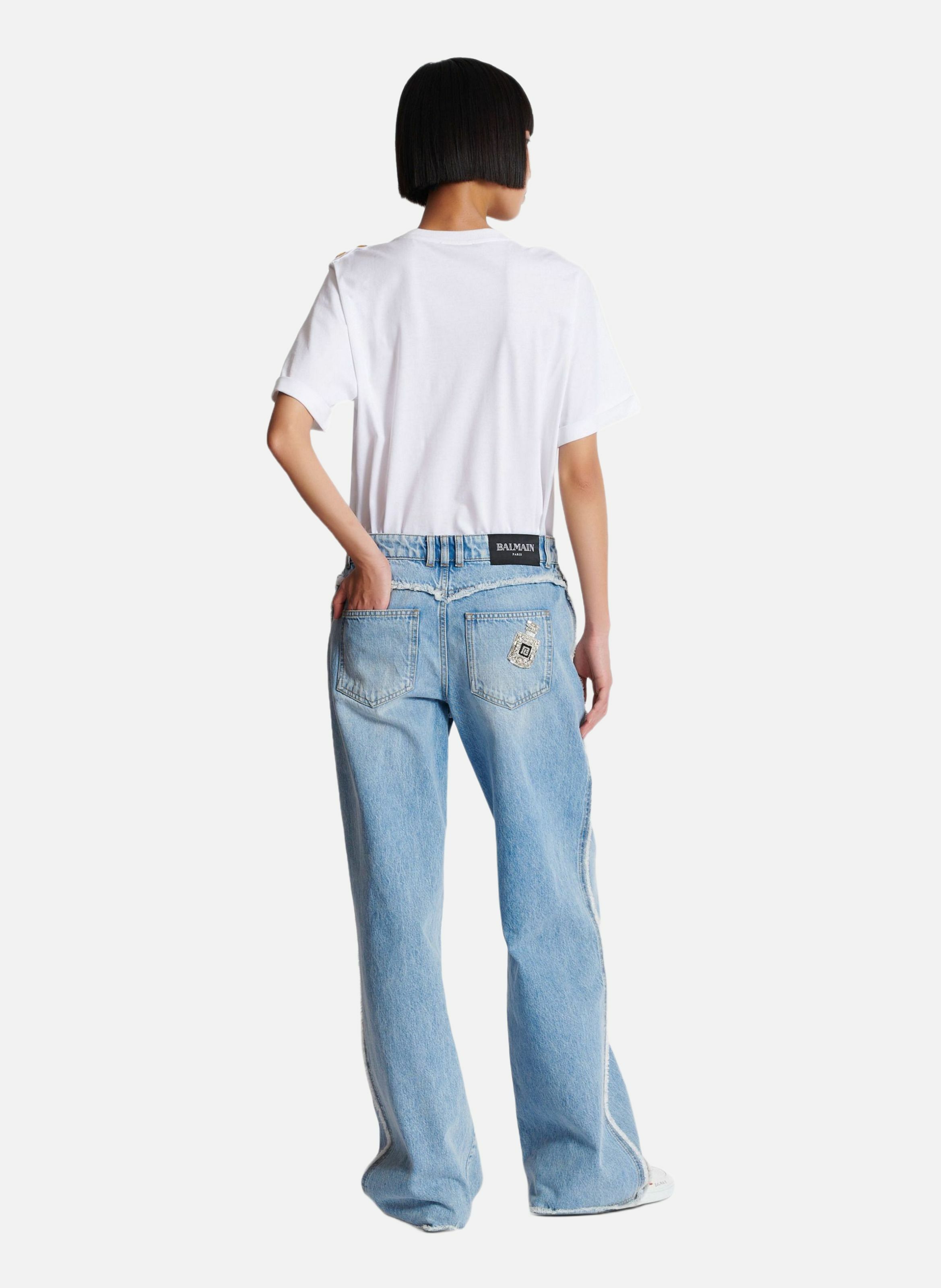 Jean droit en denim BALMAIN Bleu