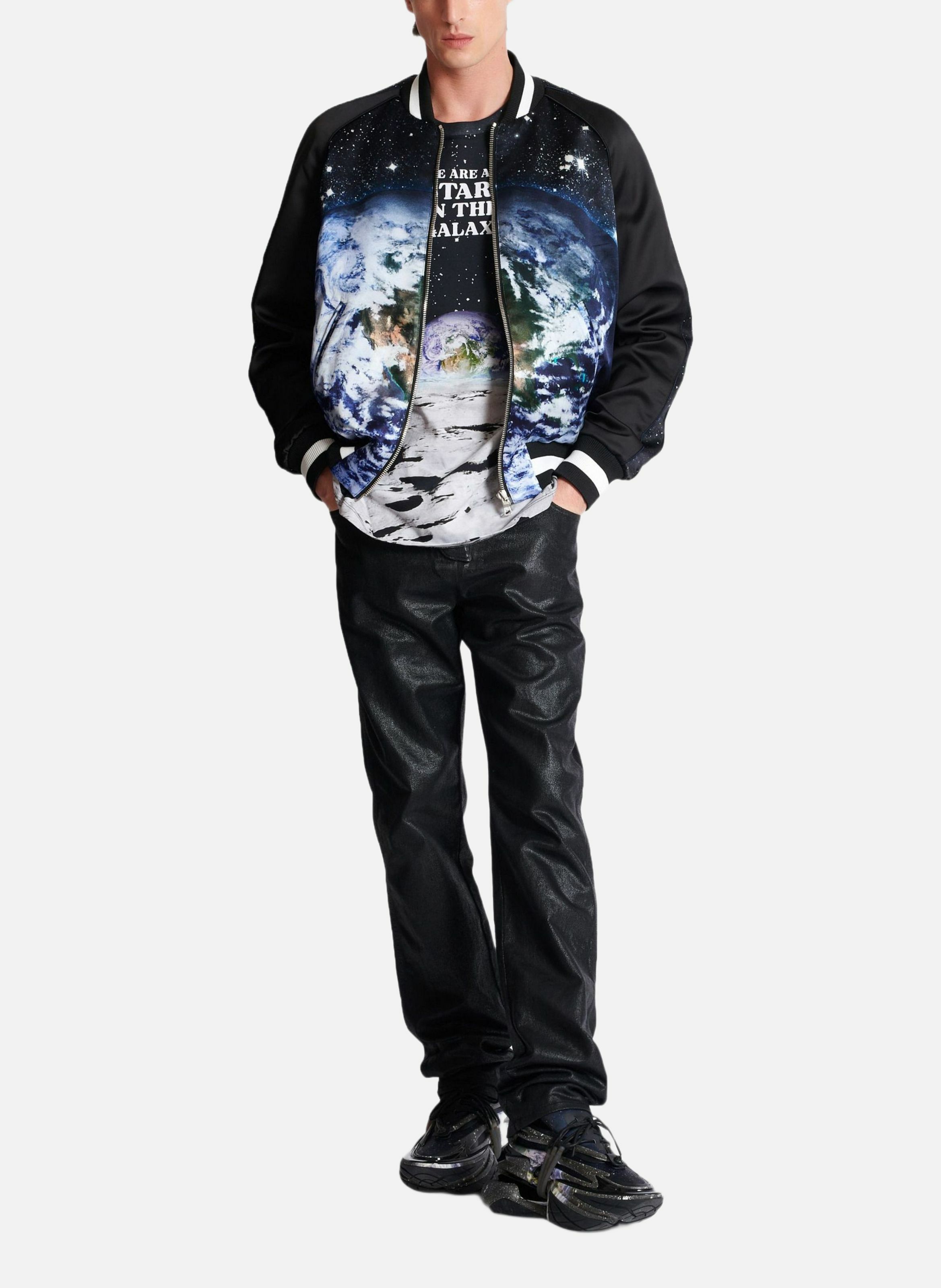 Jean regular en denim enduit BALMAIN Noir