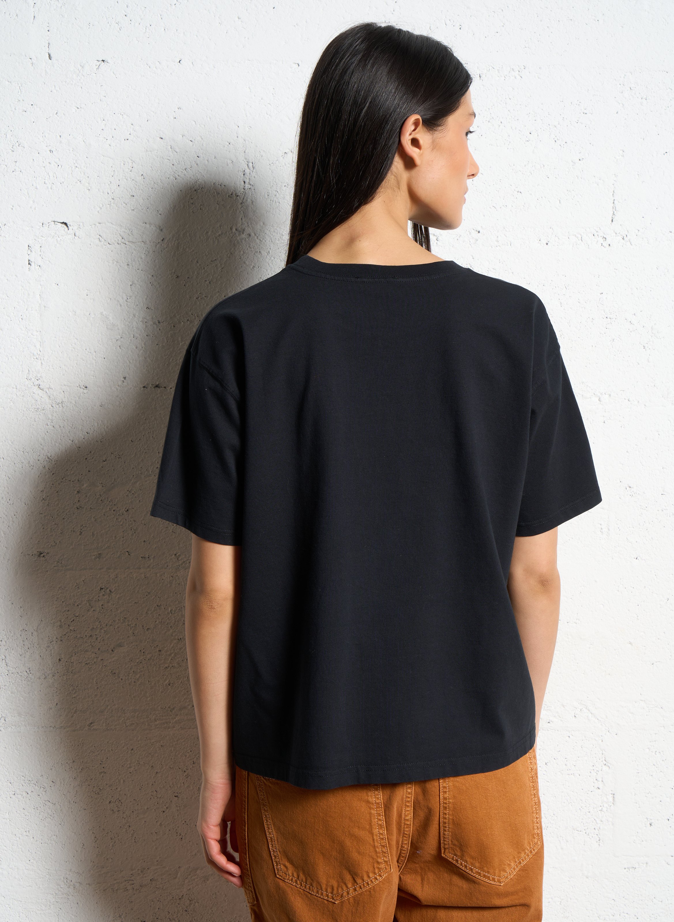 Tee-shirt ample col rond en coton fizvalley AMERICAN VINTAGE Noir