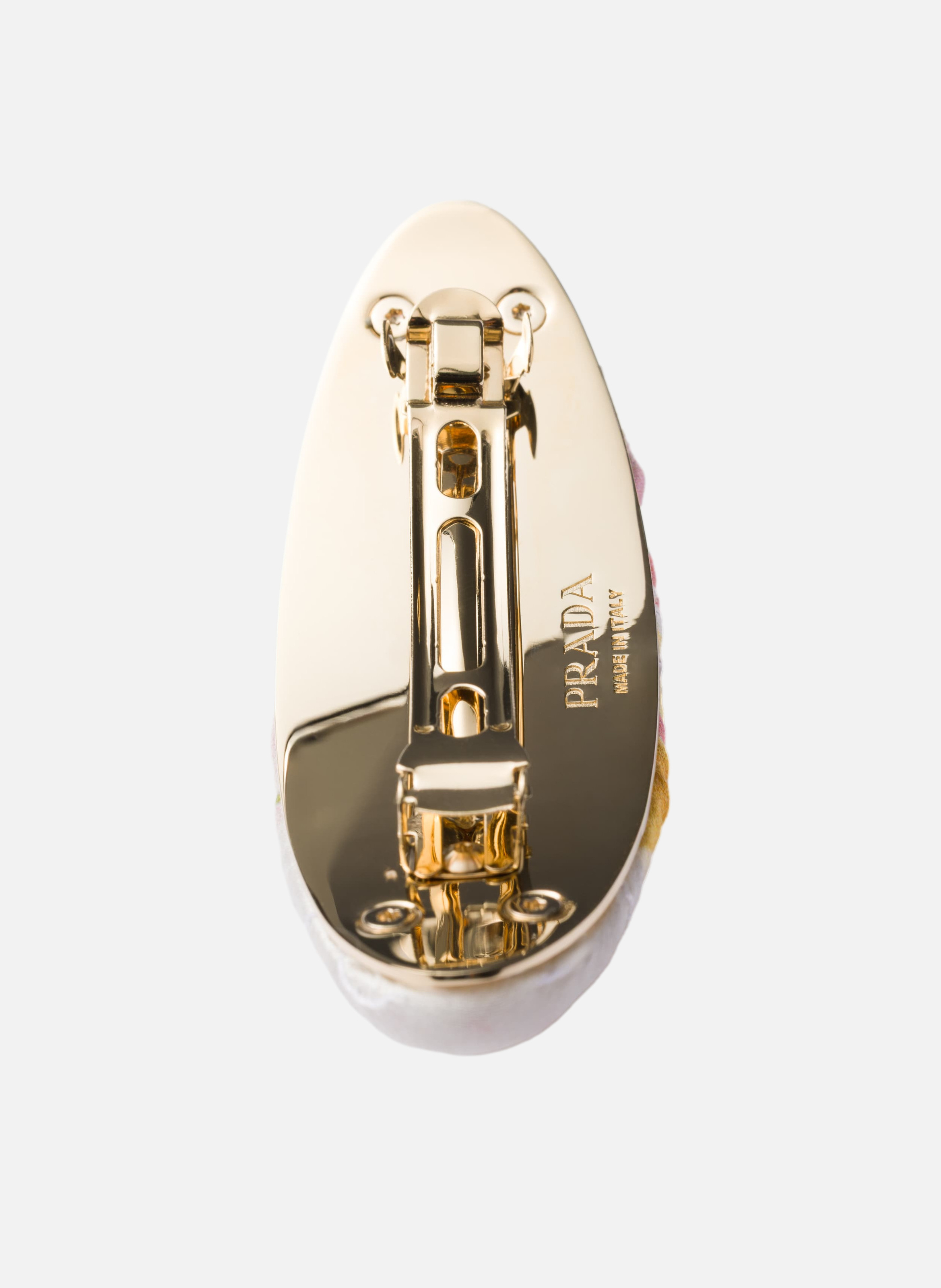 Pince à cheveux en satin à imprimé floral PRADA Rose