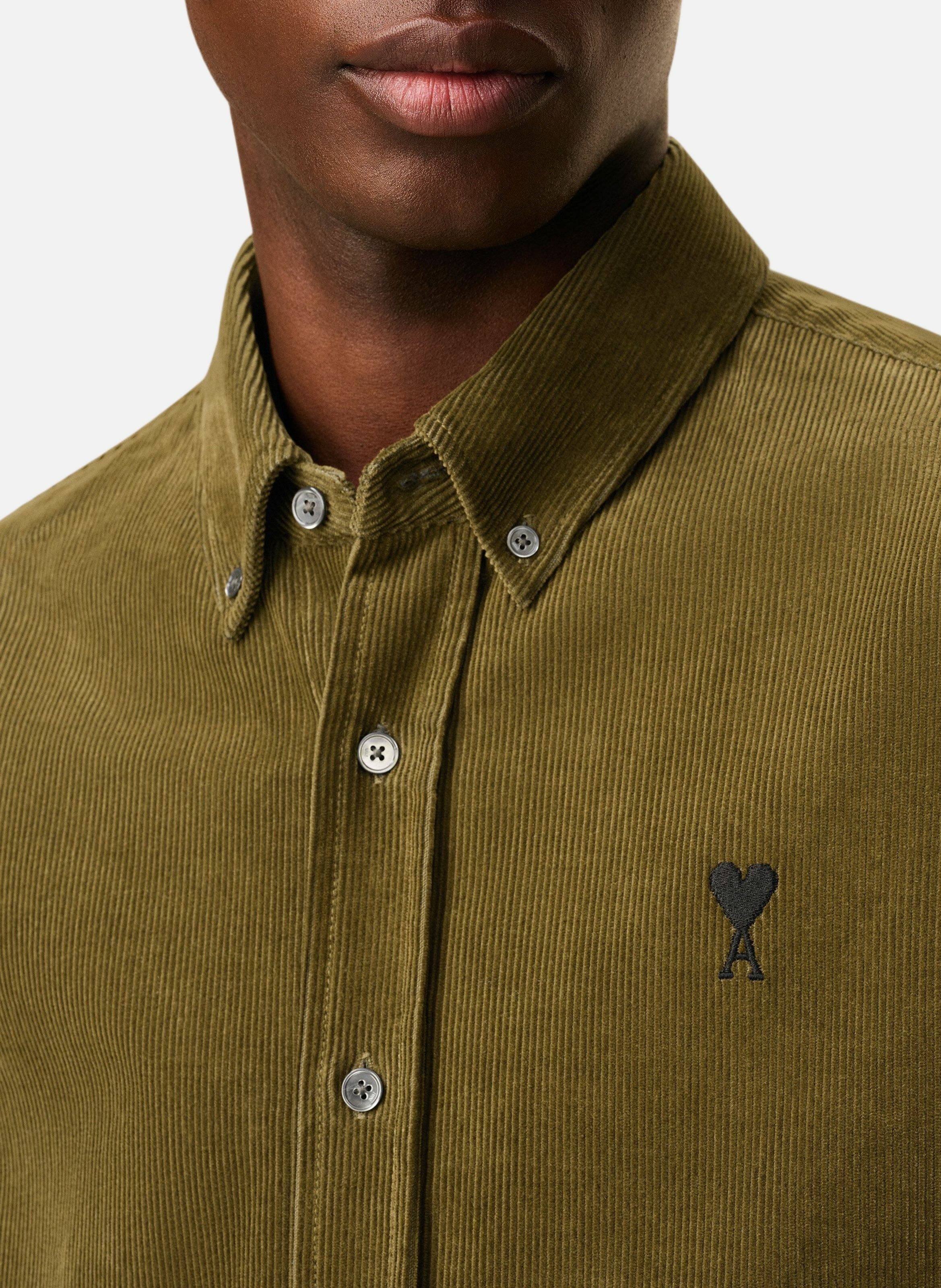 Chemise col boutonné ami de coeur en coton AMI PARIS Vert