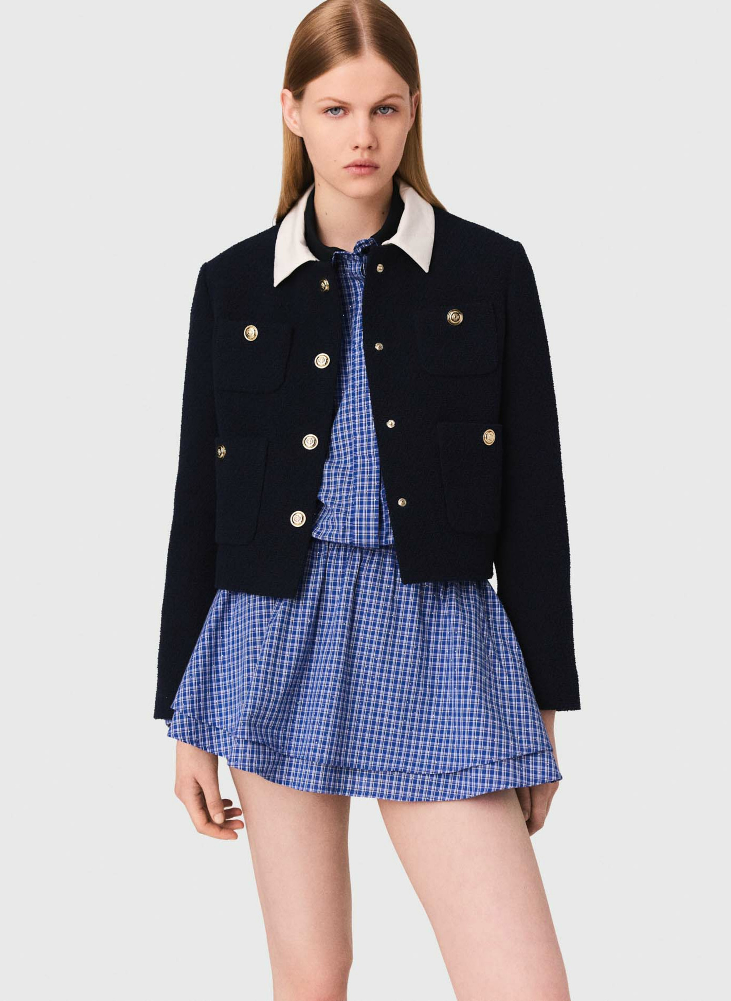 Veste droite en coton mélangé MAJE