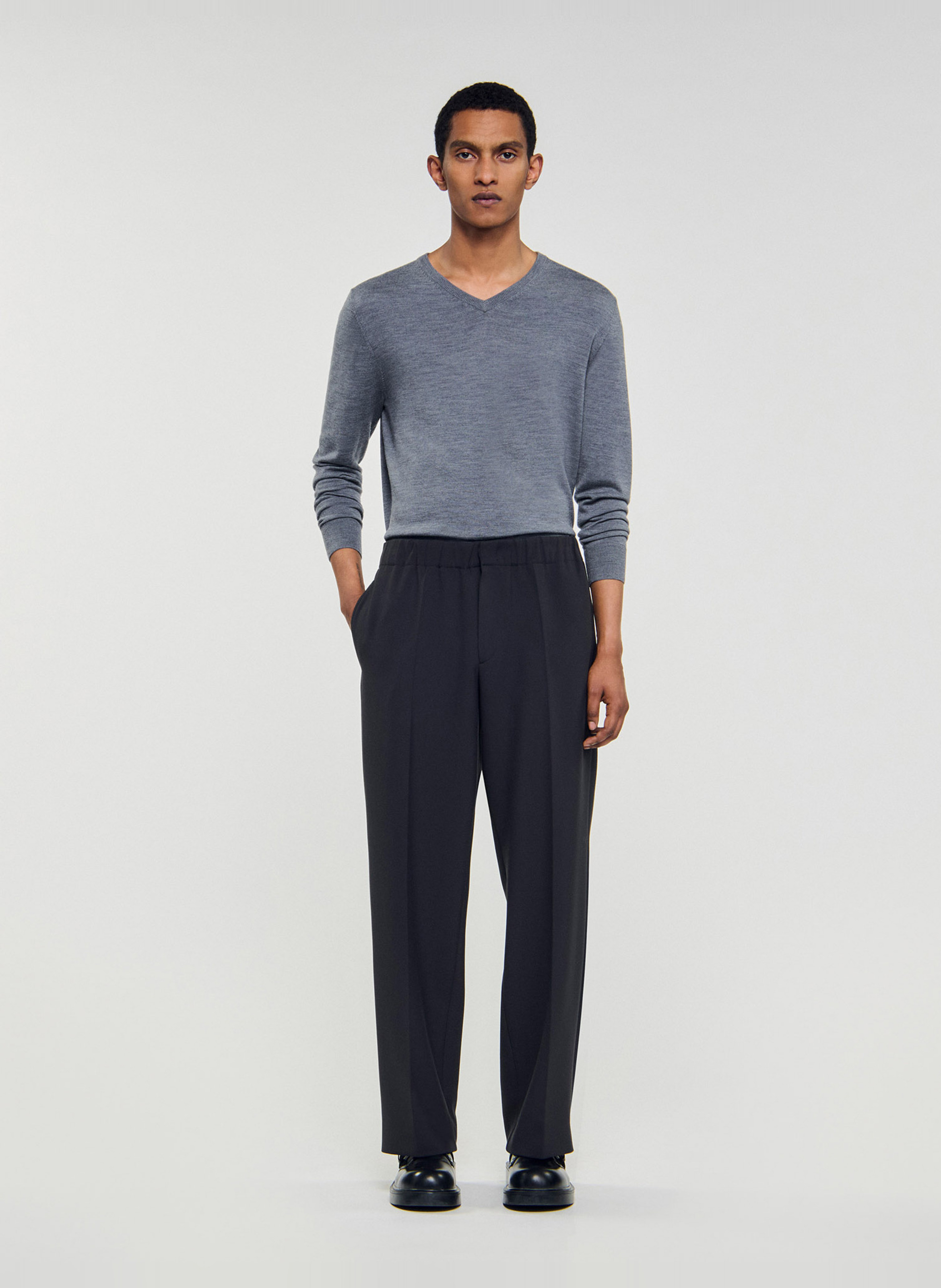 Pantalon large en jersey SANDRO Gris