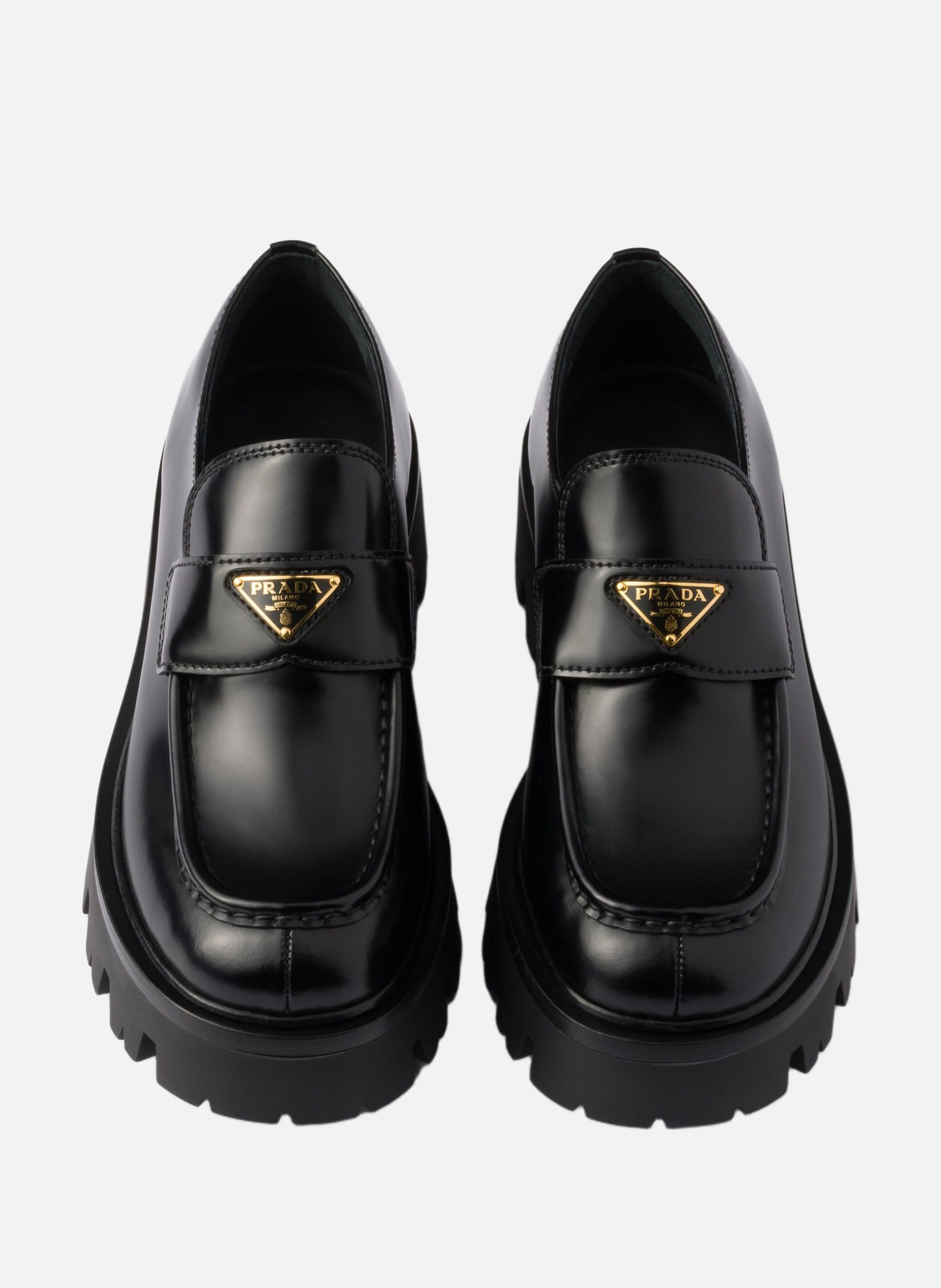 Mocassins en cuir brossé PRADA Noir