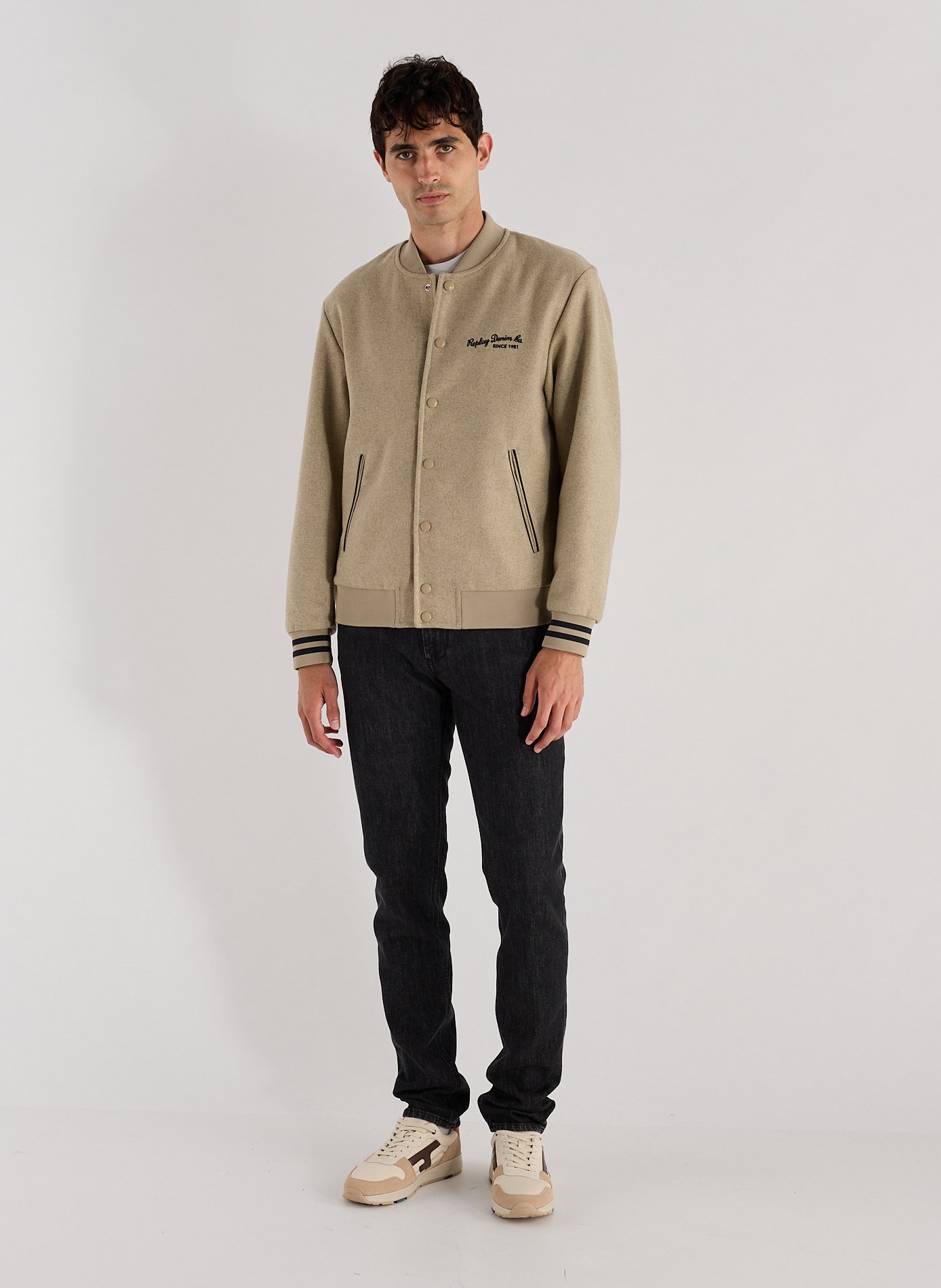 Veste universitaire en coton mélangé REPLAY Beige