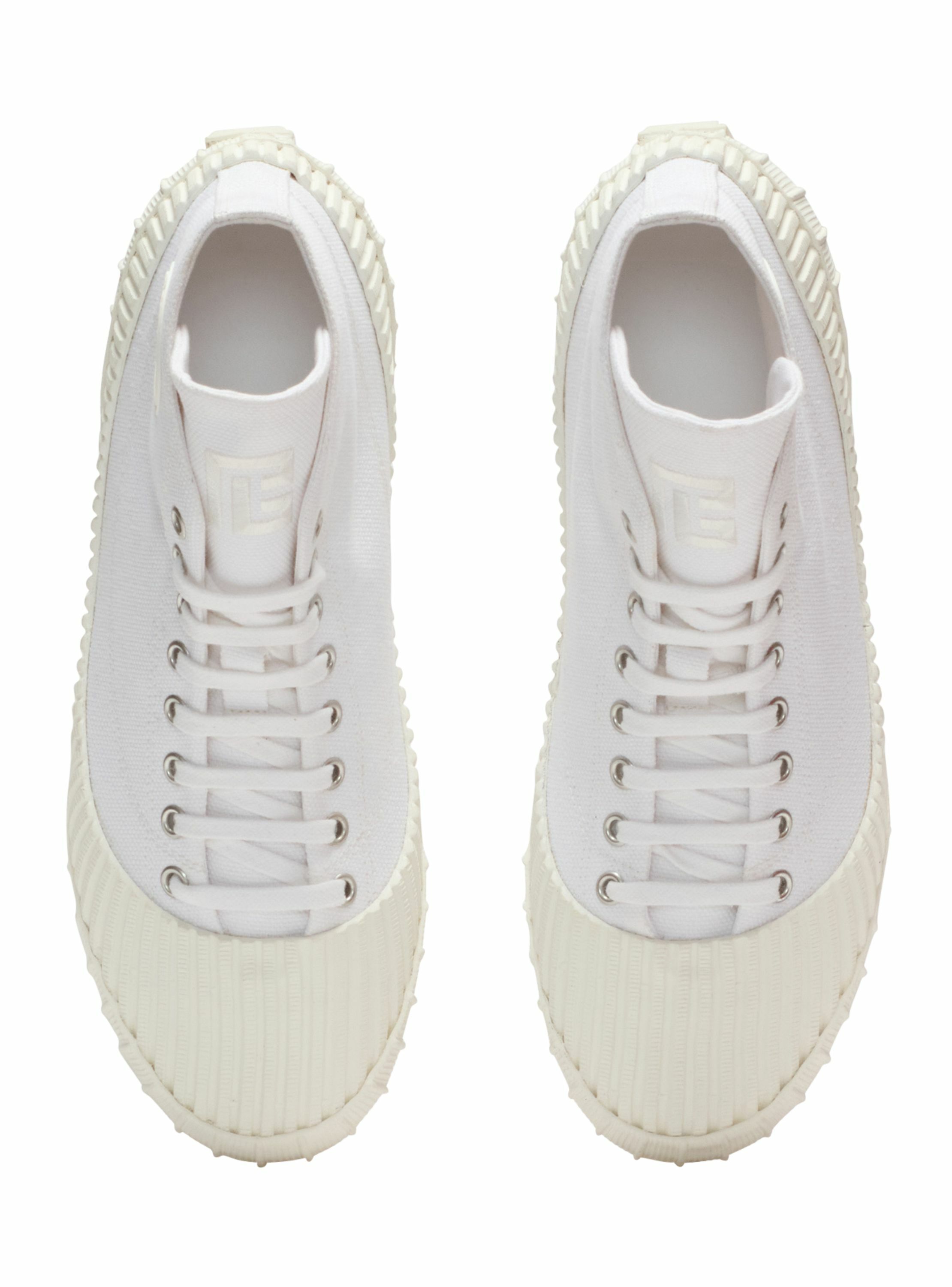 Sneakers riff low en toile BALMAIN Blanc