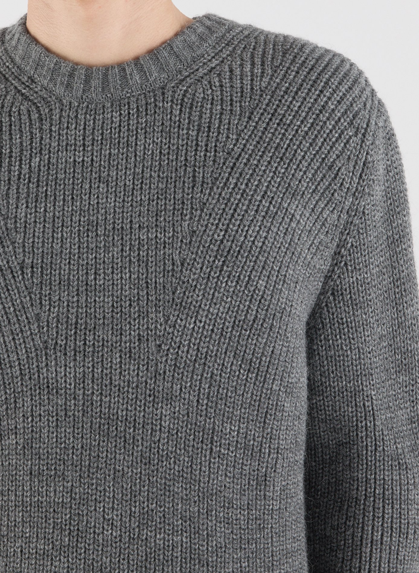 Round-neck sweater in ribbed knit SAISON 1865 Grey