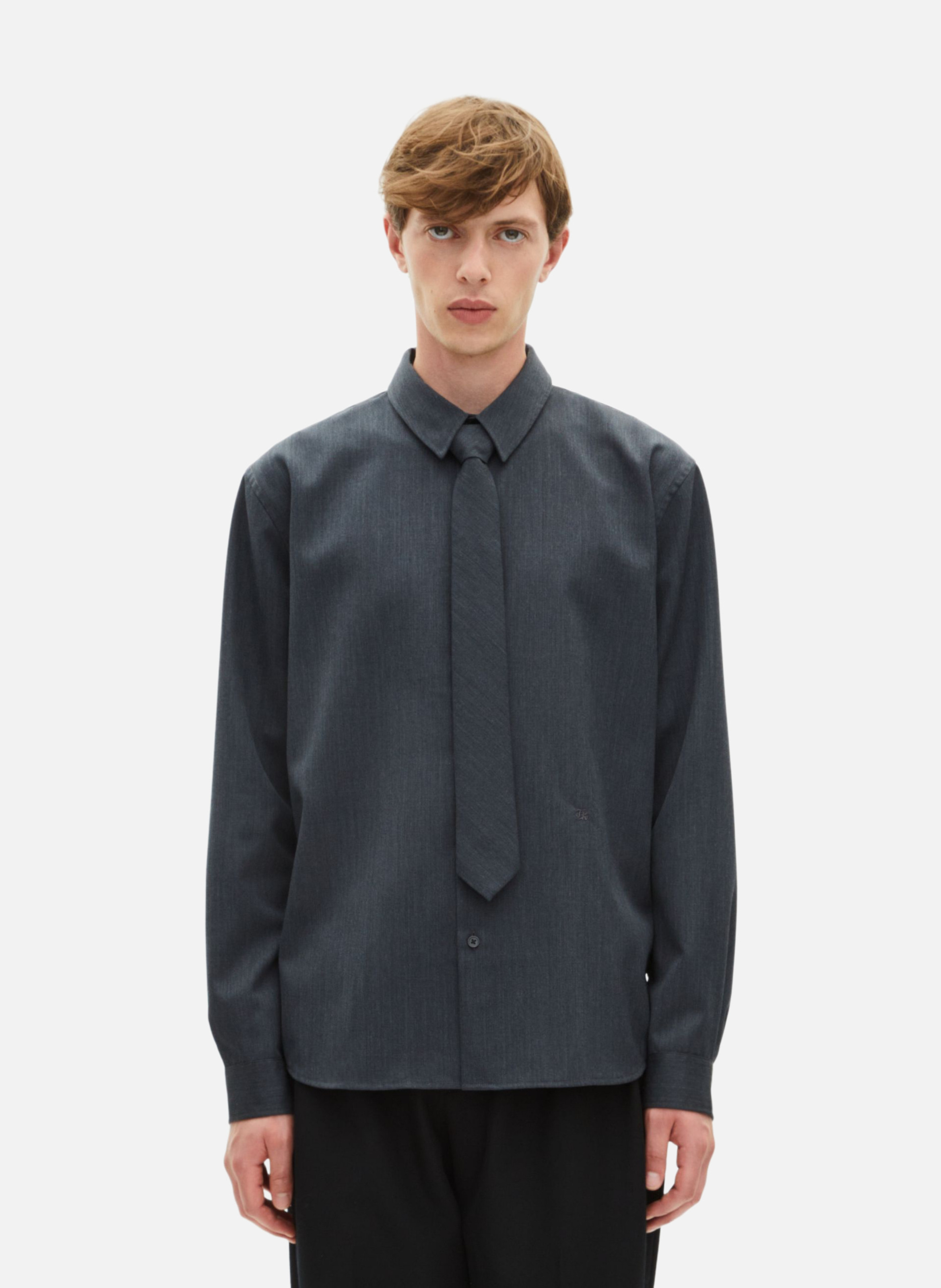 Chemise avec cravate THE KOOPLES Gris