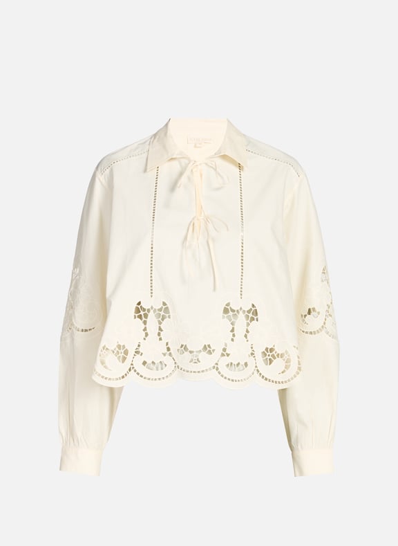 Embroidered loose cotton blouse White by LOUISE MISHA LOUISE MISHA Embroidered loose cotton blouse White