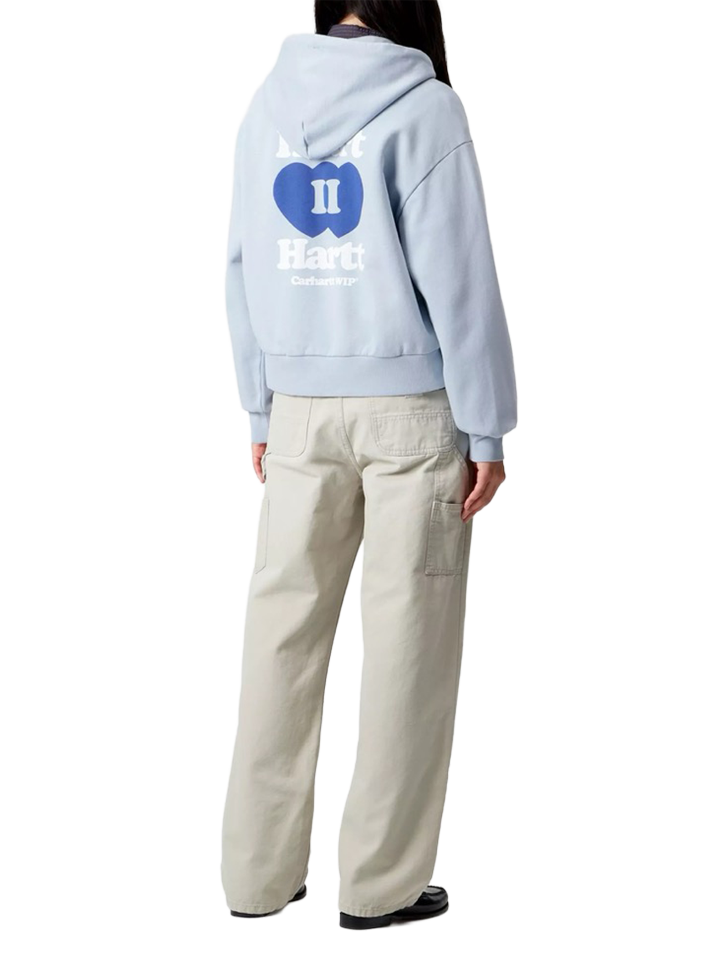 Hoodie zippé imprimé en coton CARHARTT WIP Bleu