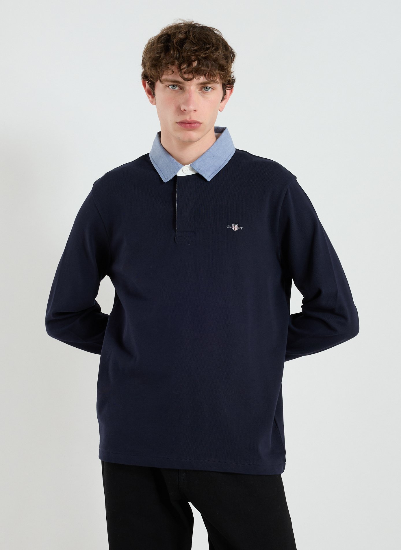 GANT Polo à manches longues en coton Bleu