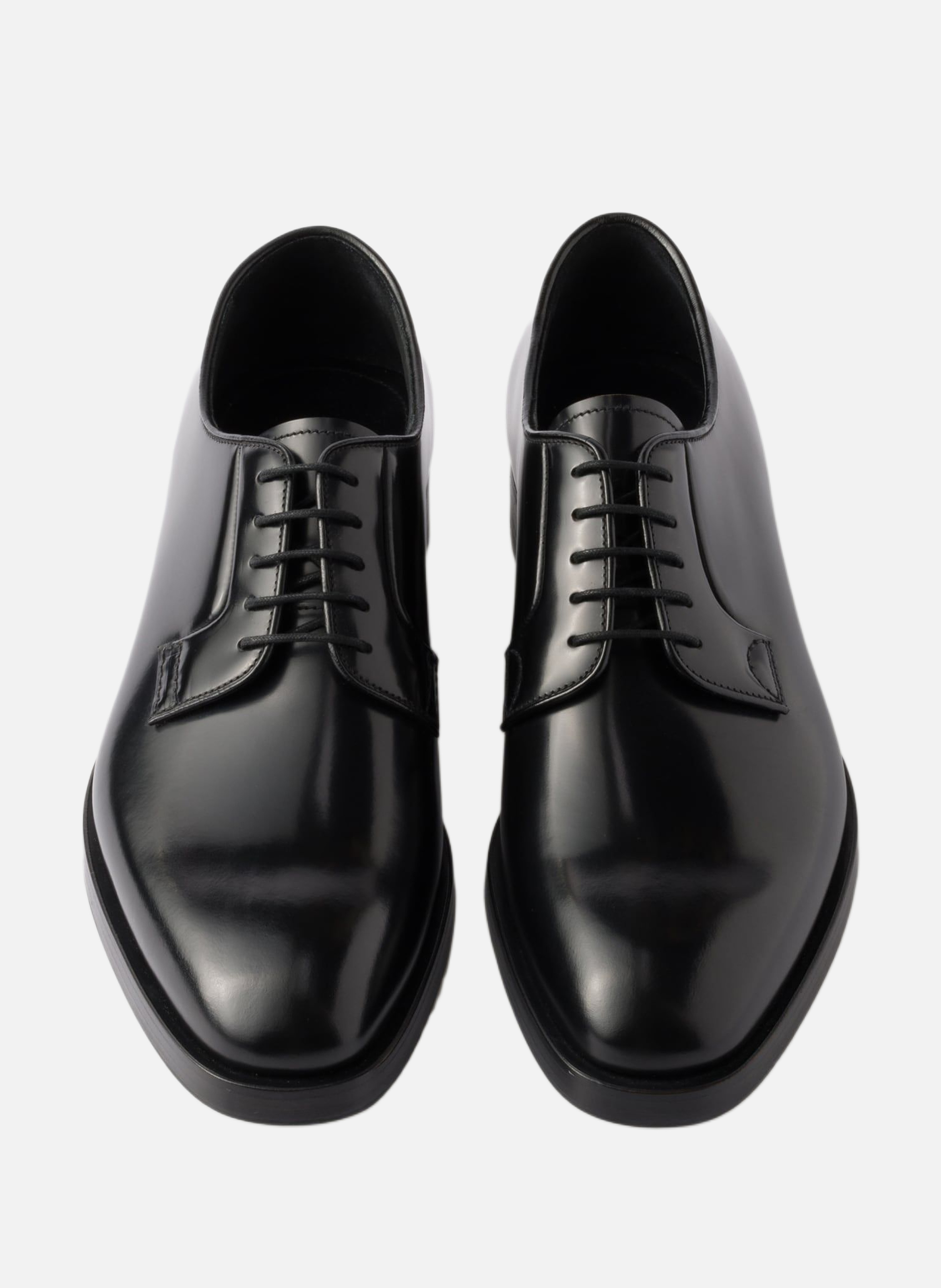 Chaussures à lacets en cuir brossé PRADA Noir