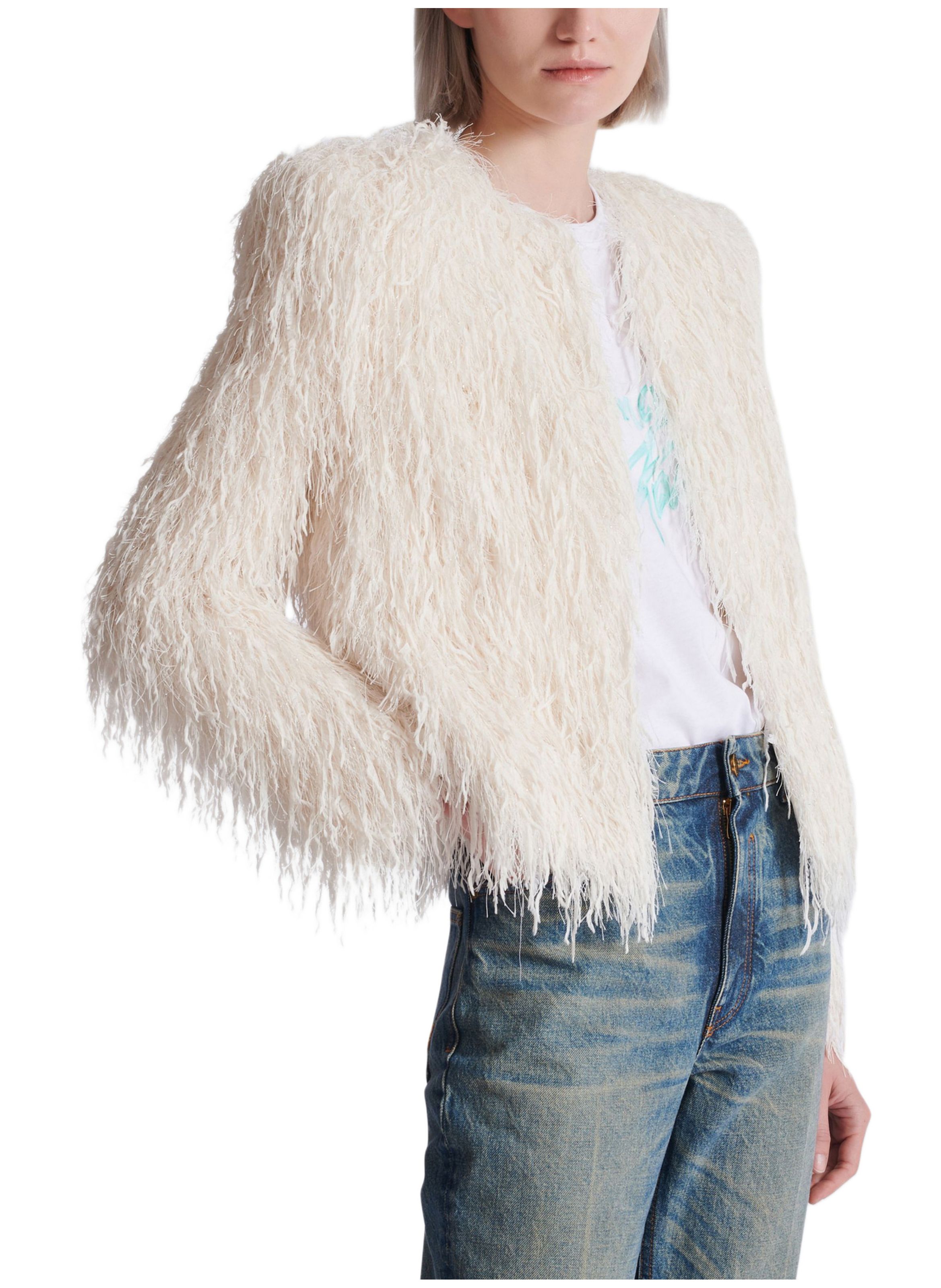 Spencer long à franges BALMAIN Blanc