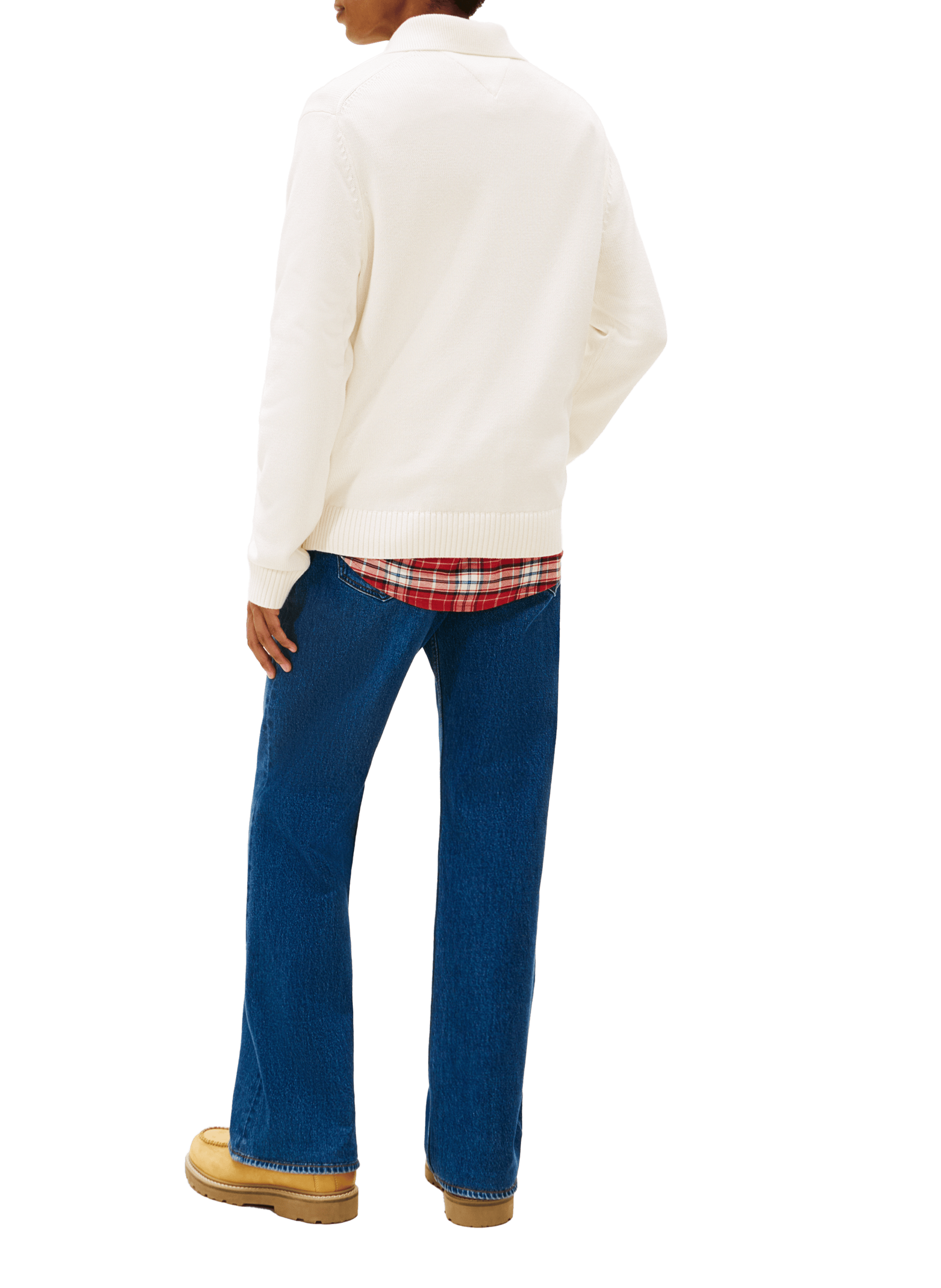 Cotton polo sweater with buttoned collar TOMMY HILFIGER Beige