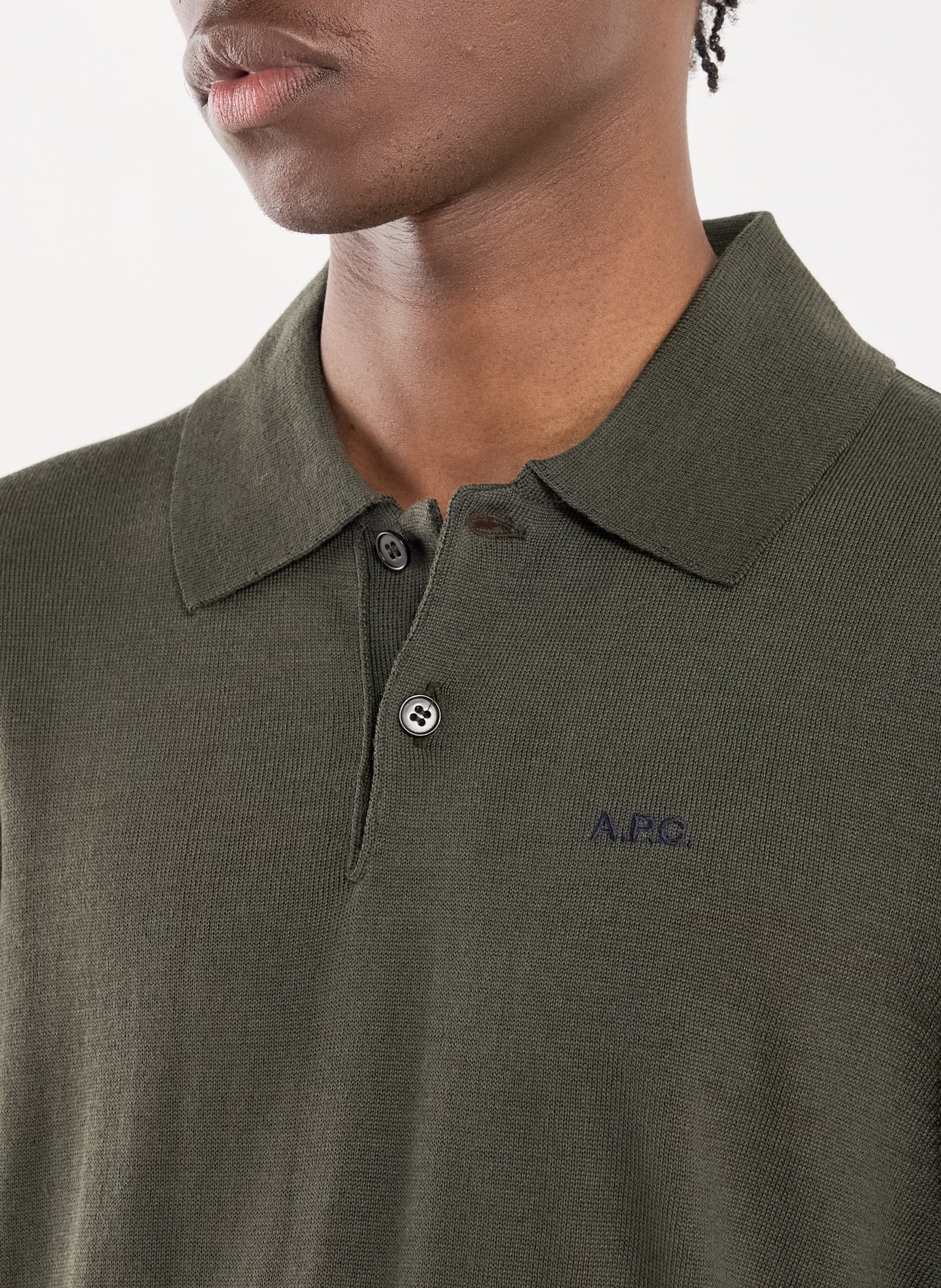 Wool-blend polo shirt A.P.C. Khaki