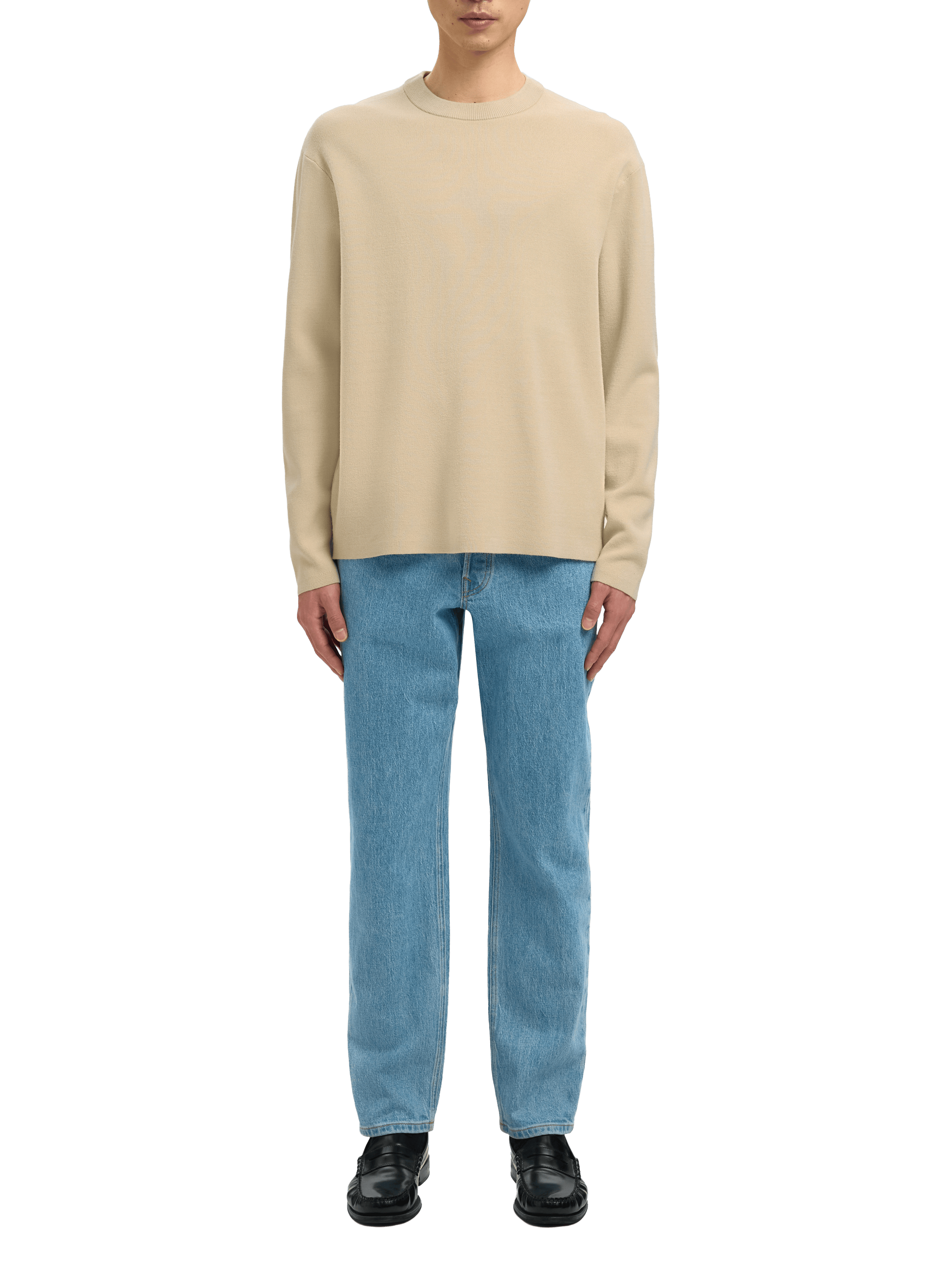 Pull droit à col côtelé SELECTED Beige