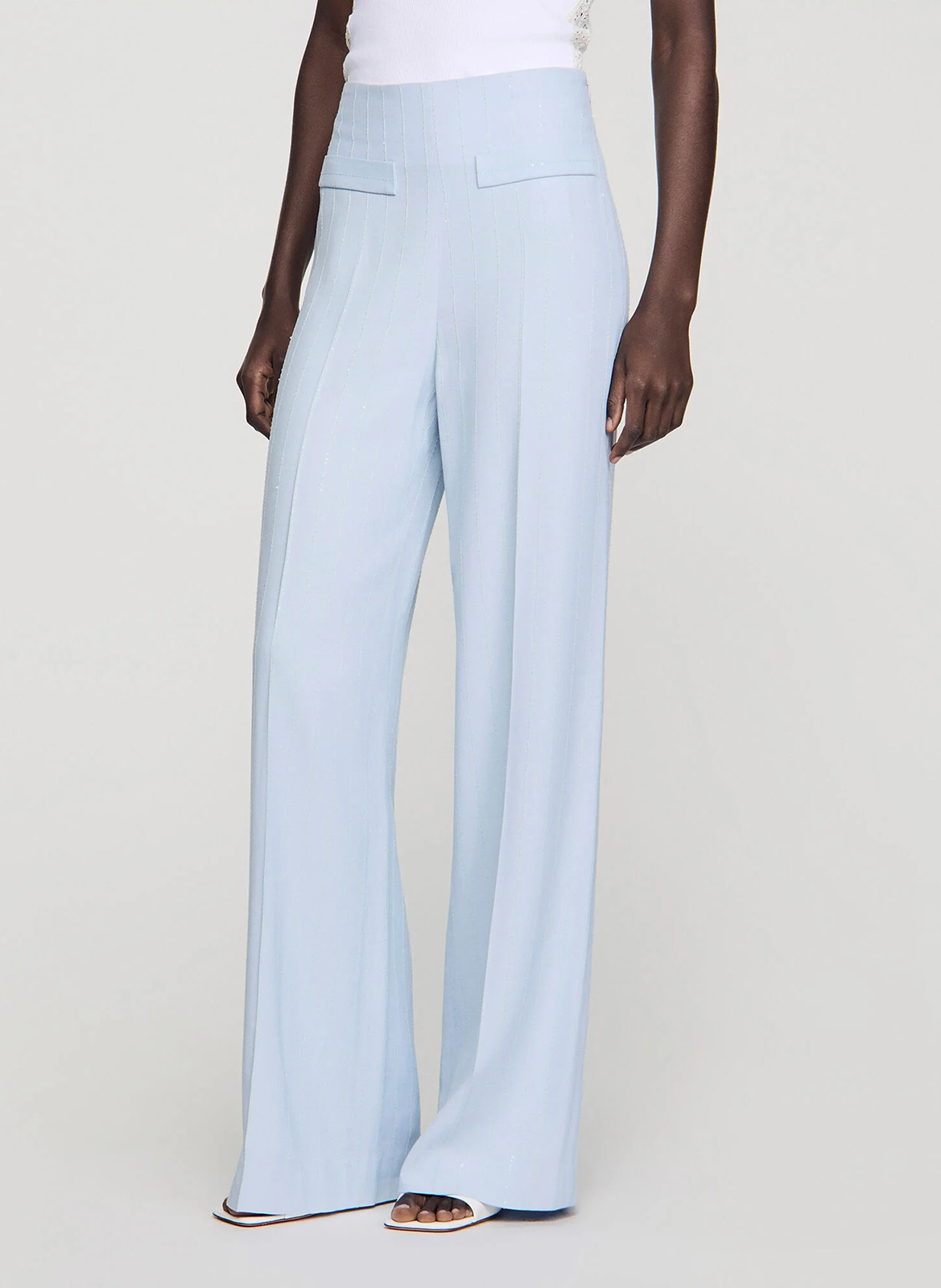 Pantalon droit à rayures SANDRO Bleu