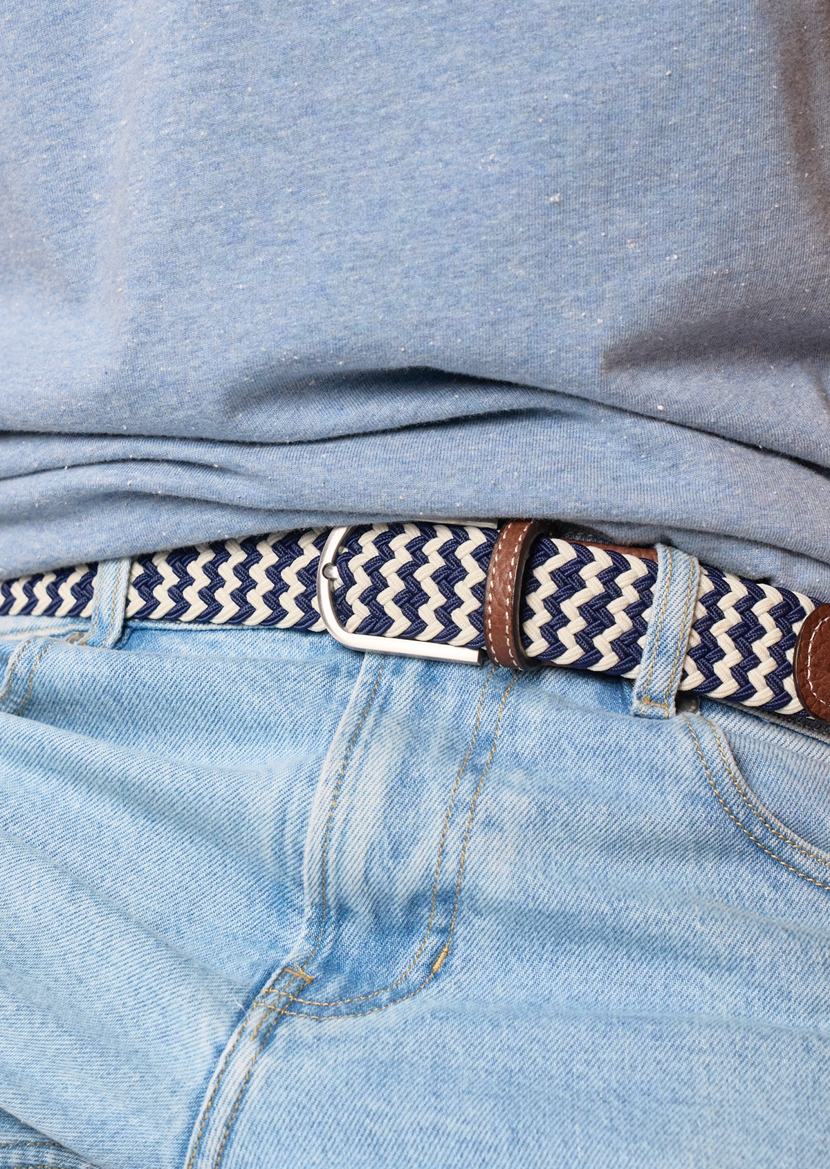 Ceinture tressée élastique multicolore BILLYBELT Bleu