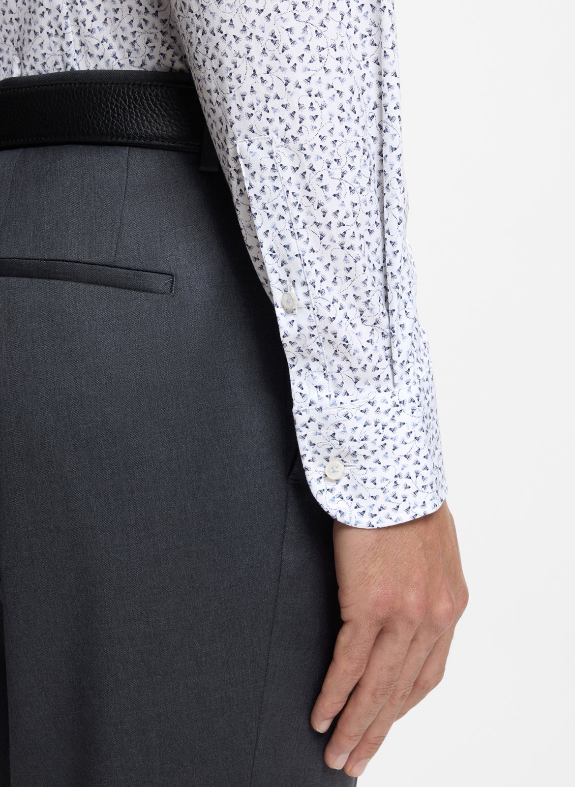 Chemise droite col classique en coton mélangé imprimé BOSS Bleu