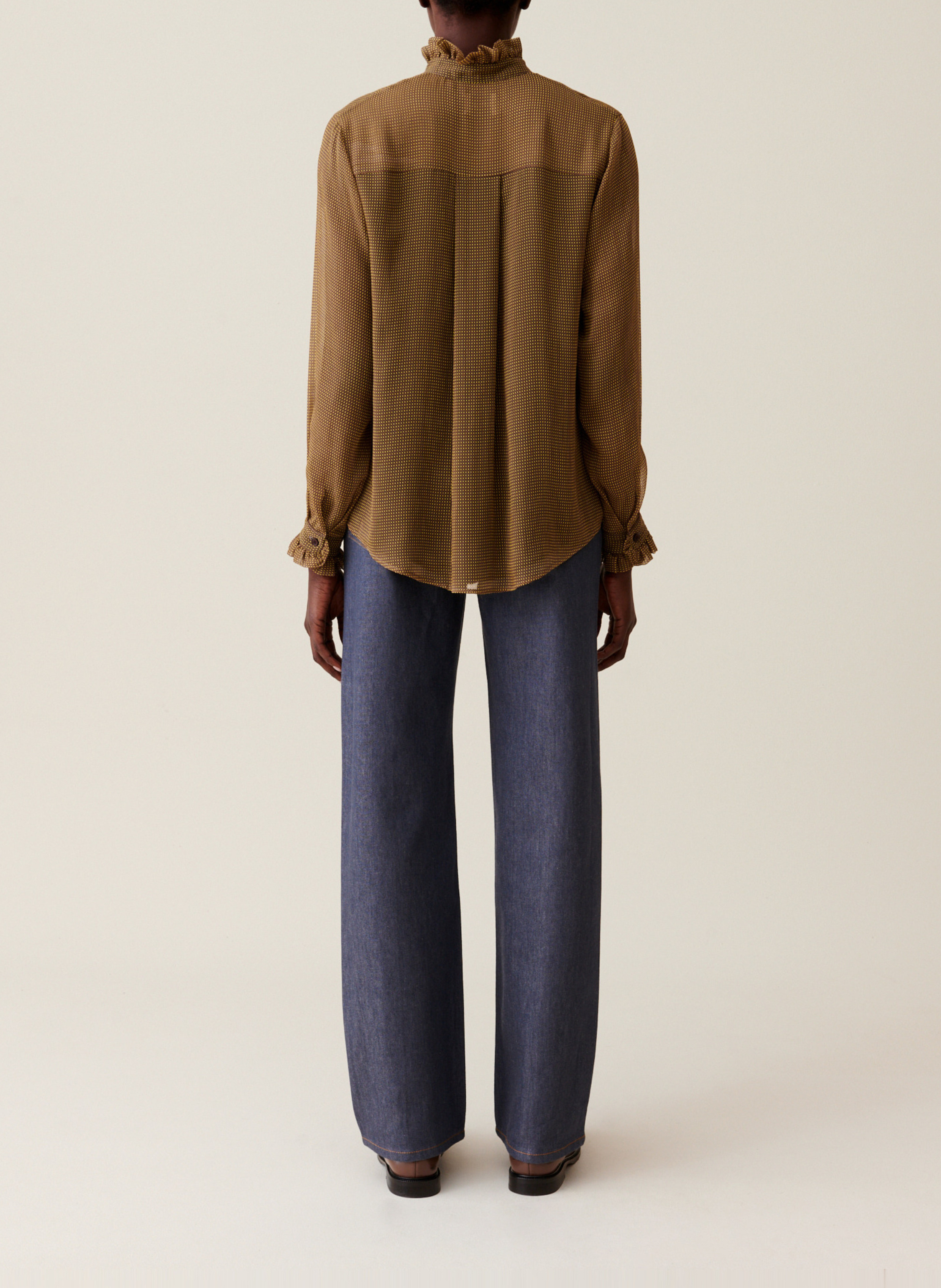 Chemise fluide à petits carreaux CLAUDIE PIERLOT Jaune