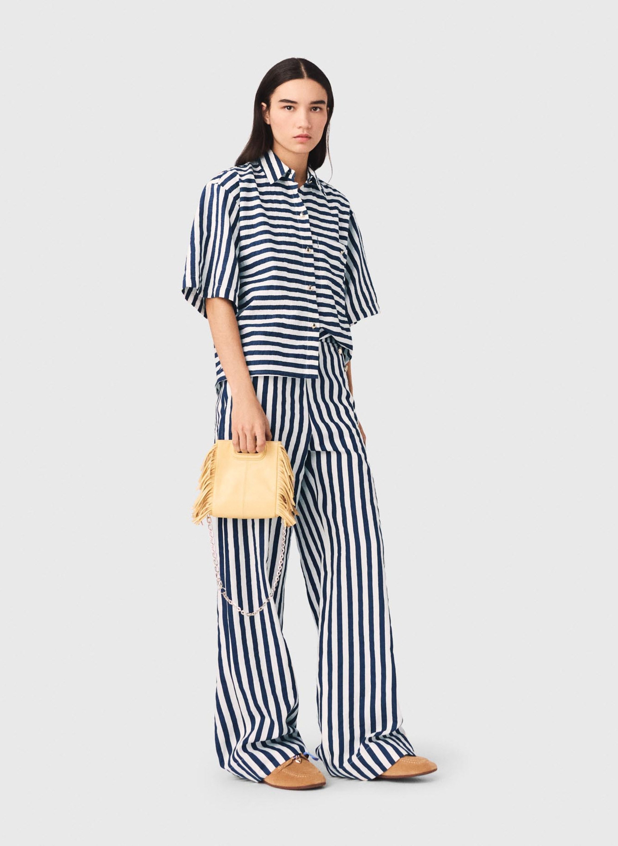 Chemise droite col classique à rayures MAJE Blanc