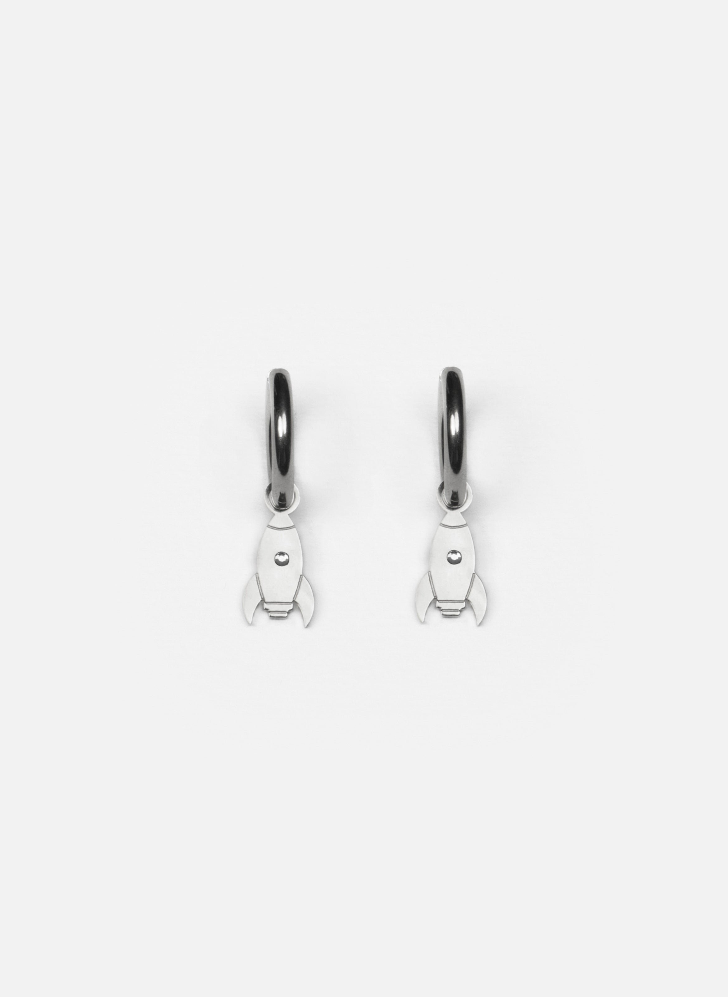Boucles d'oreille en acier inoxydable argenté KURAGE GINZA Argent