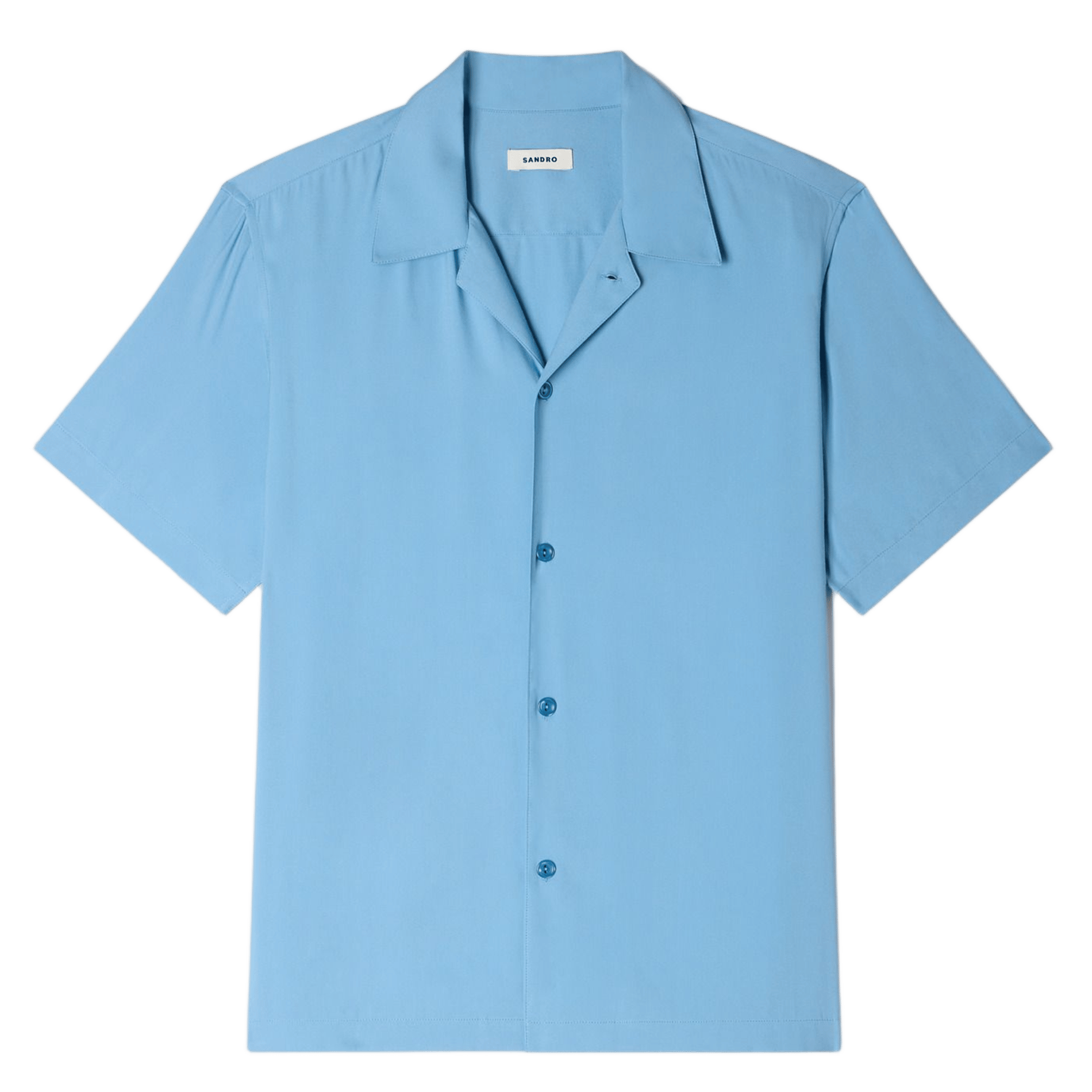 Chemise droite col cubain SANDRO Bleu