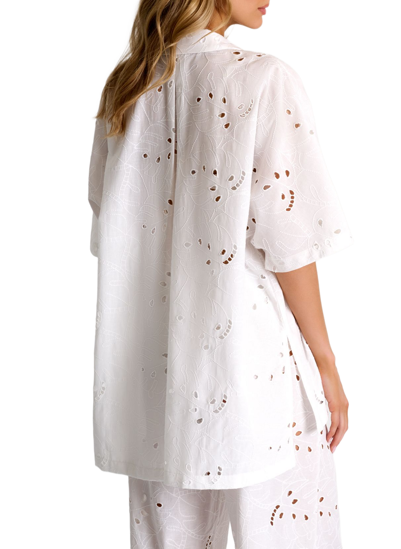 Chemise brodée Lili à manches courtes SHAN Blanc