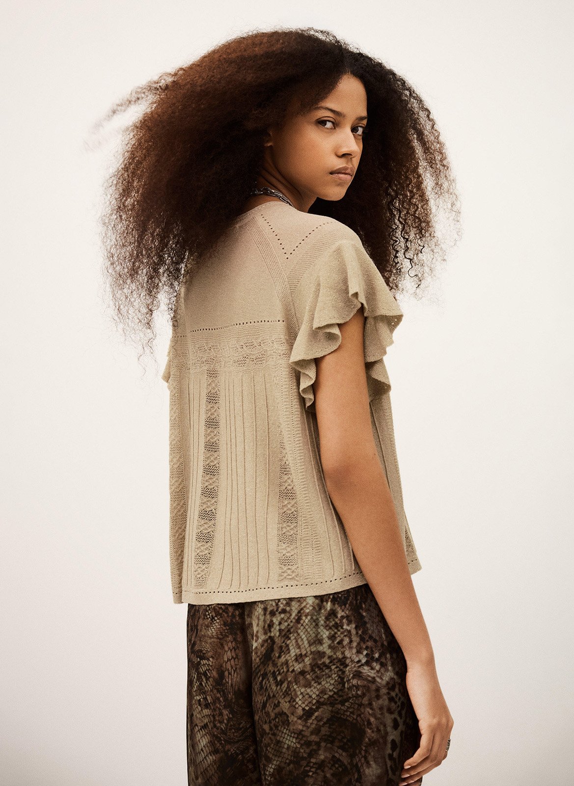 Pull col rond en maille piera BA&SH Doré