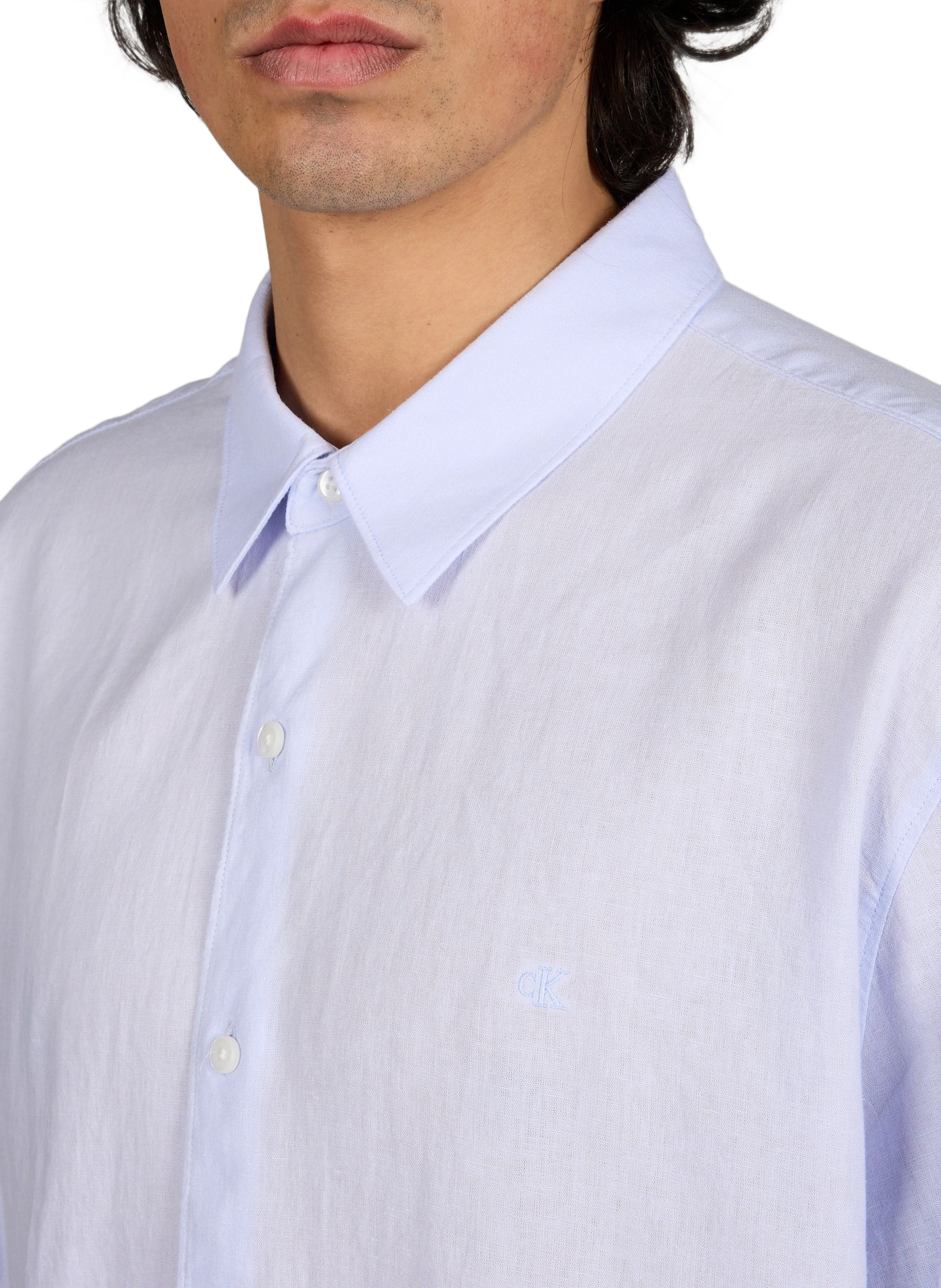 Straight shirt in mixed linen CALVIN KLEIN Blue
