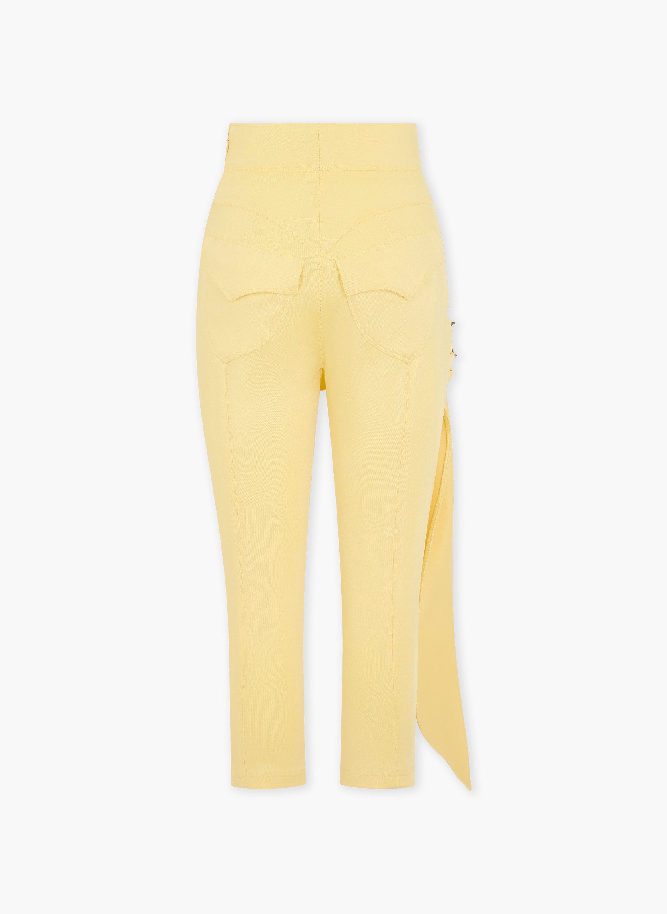 Pantalon capri en coton jaune avec détail de volant RABANNE Jaune