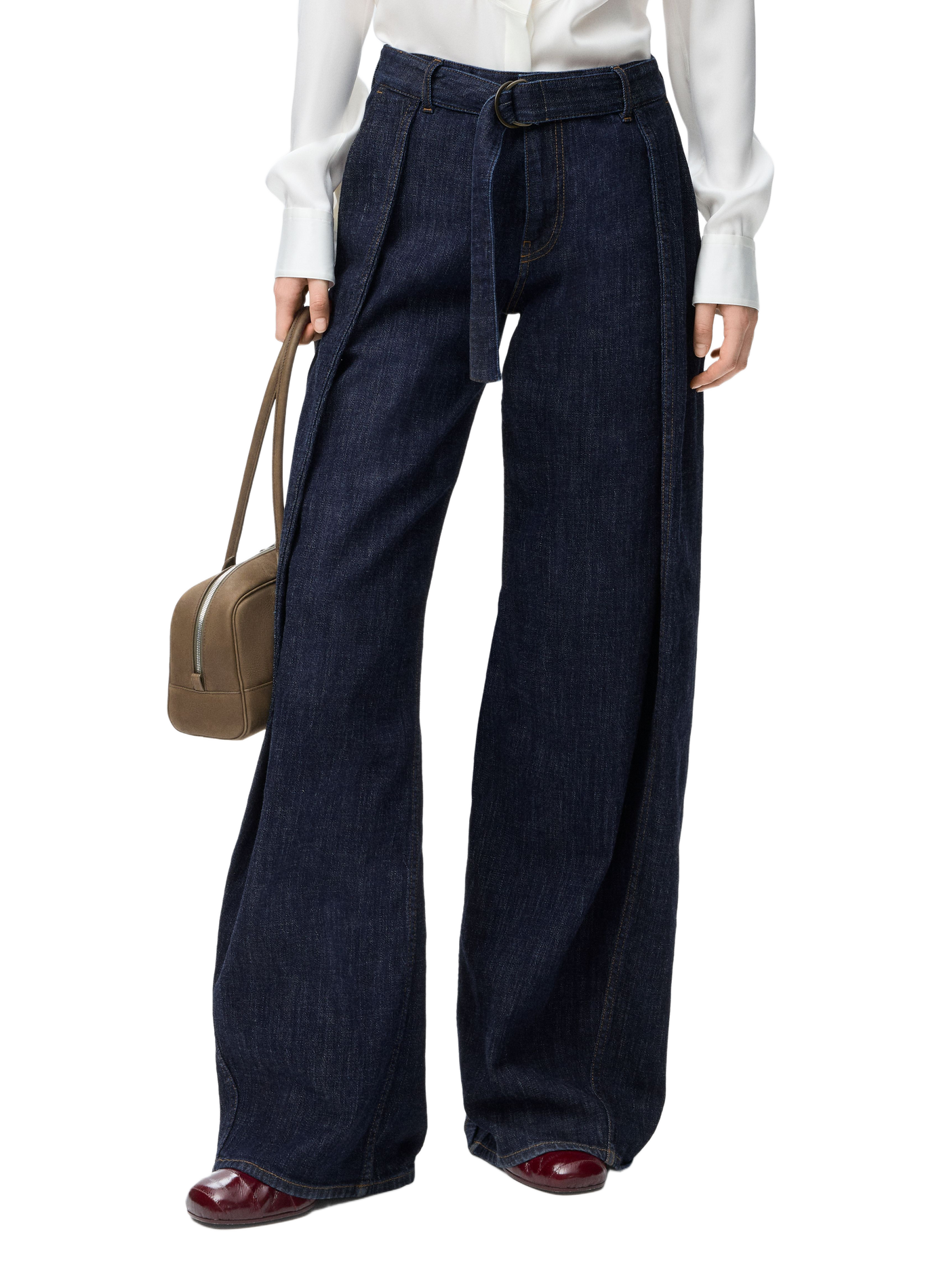 Belted lightweight cotton denim jeans LOEWE Blue