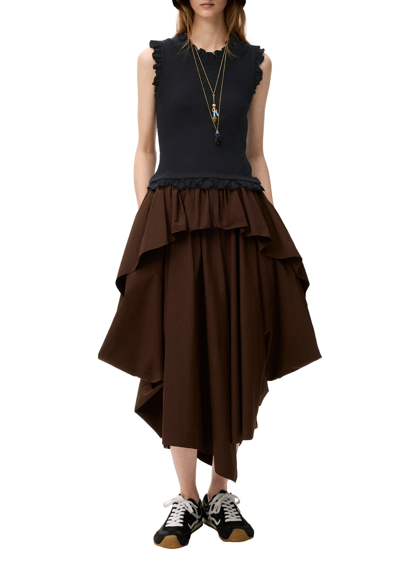 Stretch cotton tank top LOEWE Black