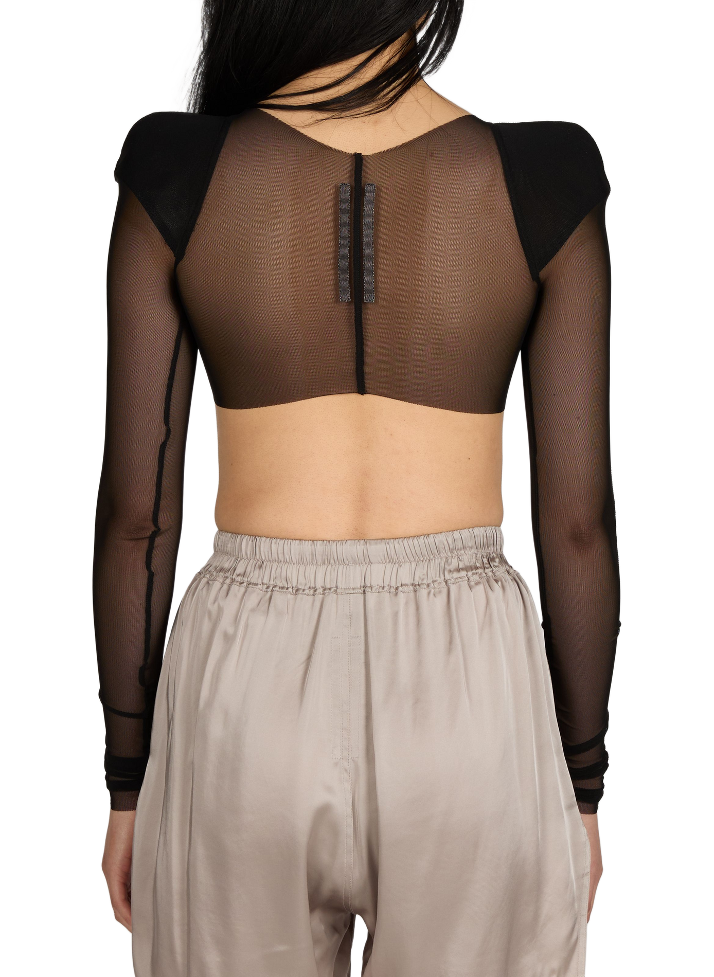 Top cropped transparent à manches longues RICK OWENS Noir