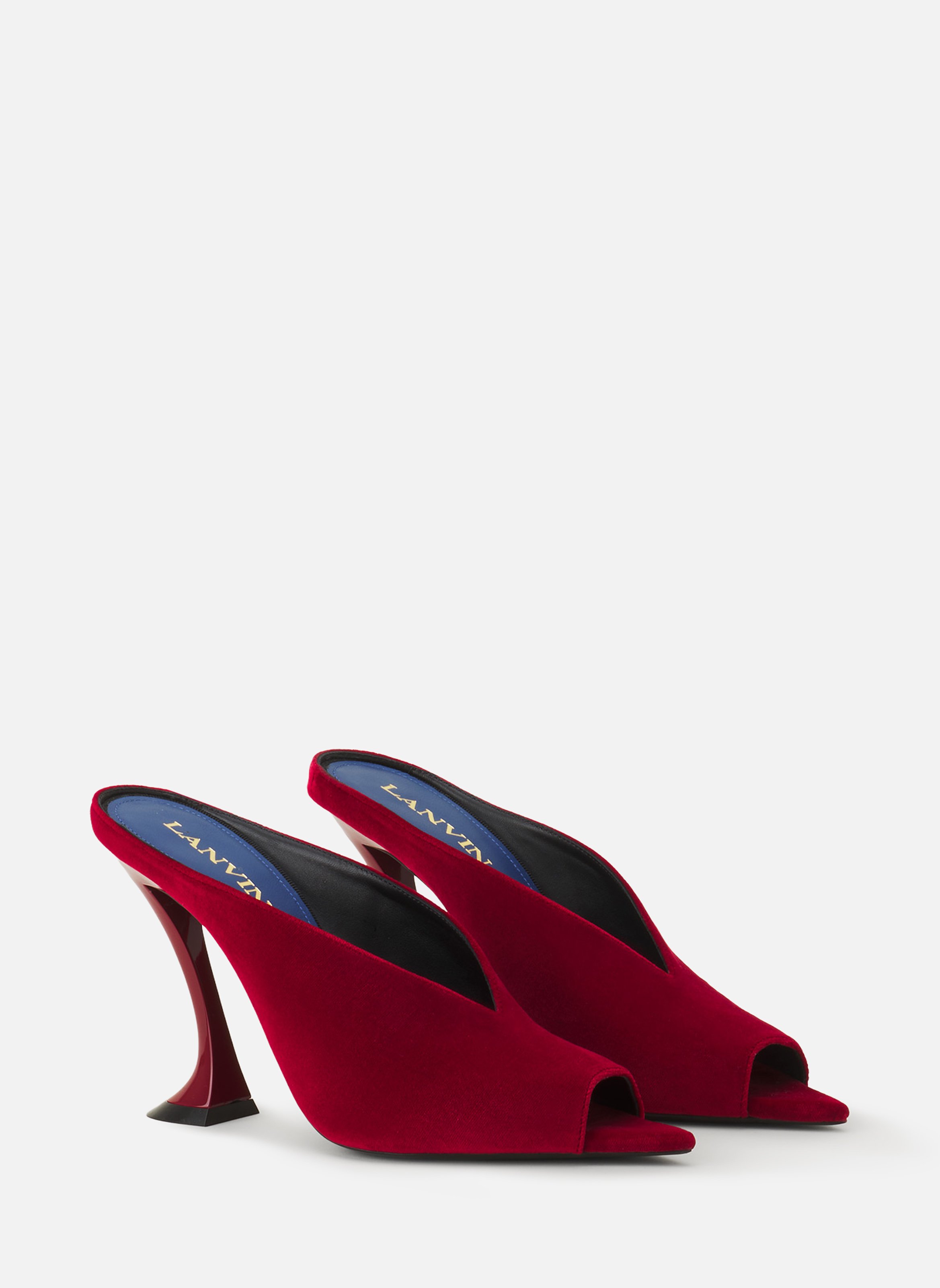 Mule midnight step en velours LANVIN Rouge