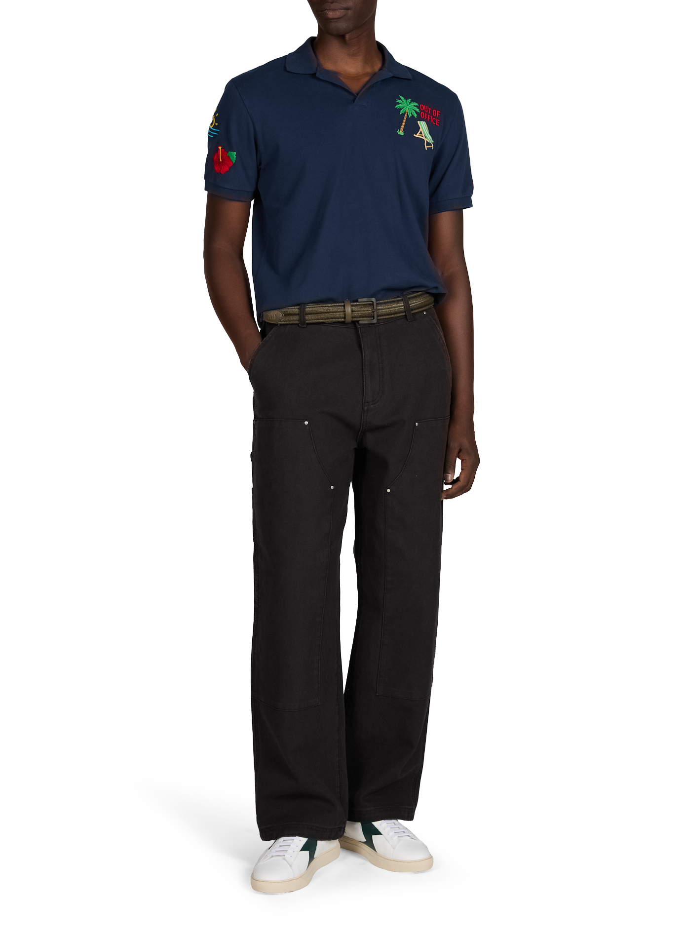 Polo con múltiples bordados en mezcla de algodón MC2 SAINT BARTH Azul