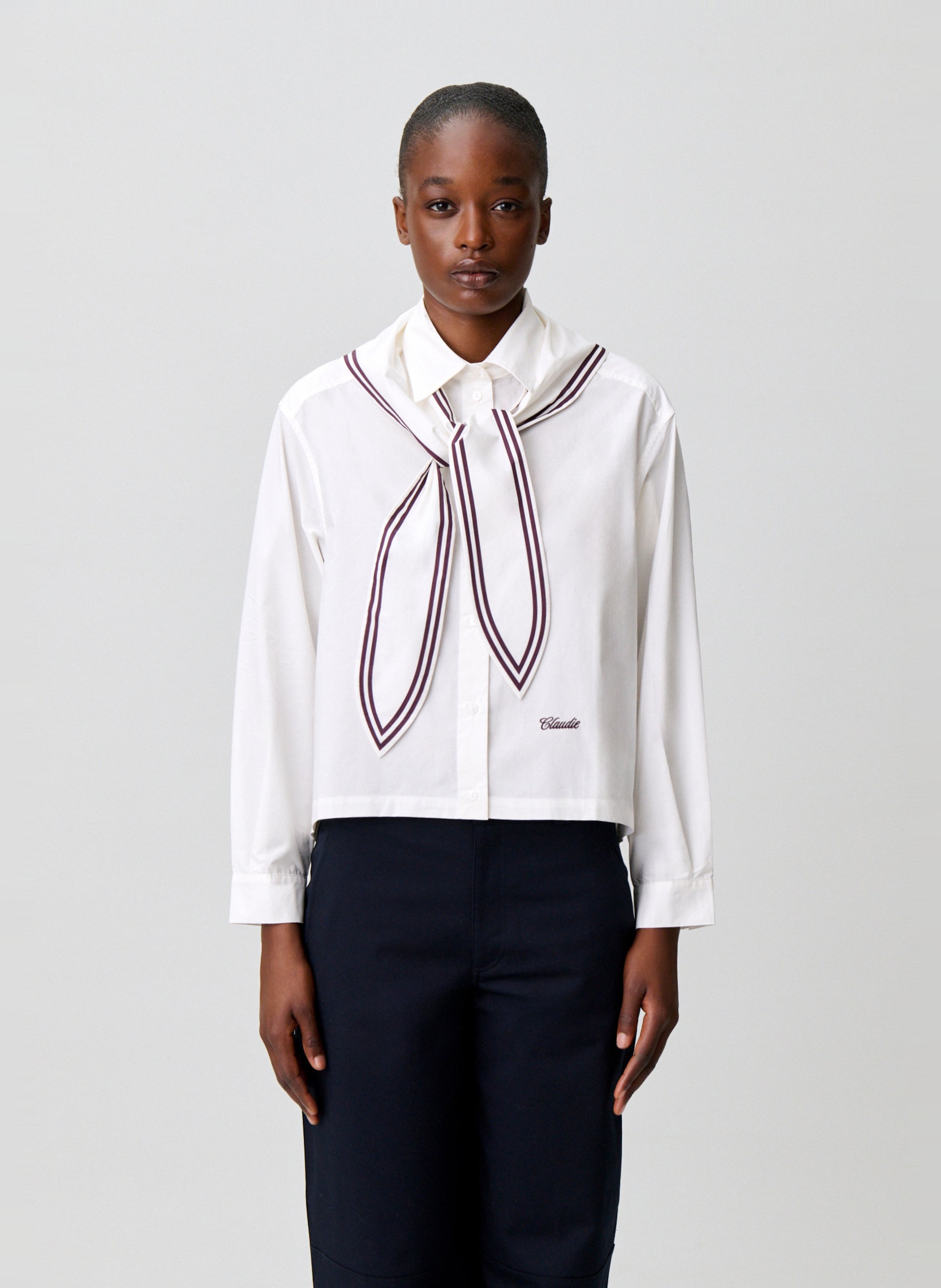 Chemise droite col classique en coton CLAUDIE PIERLOT Beige