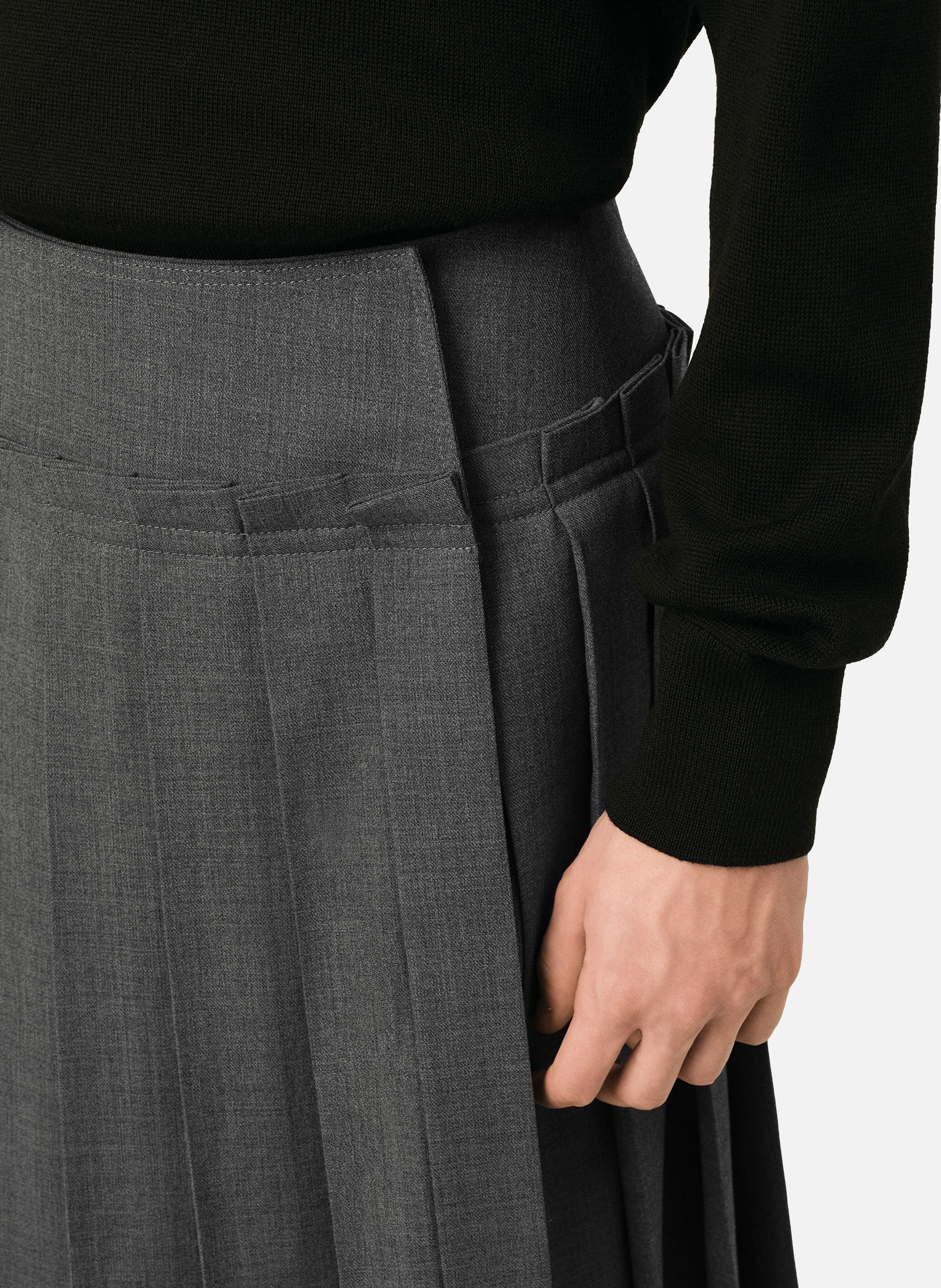 Jupe midi plissée unisexe en laine AMI PARIS Gris