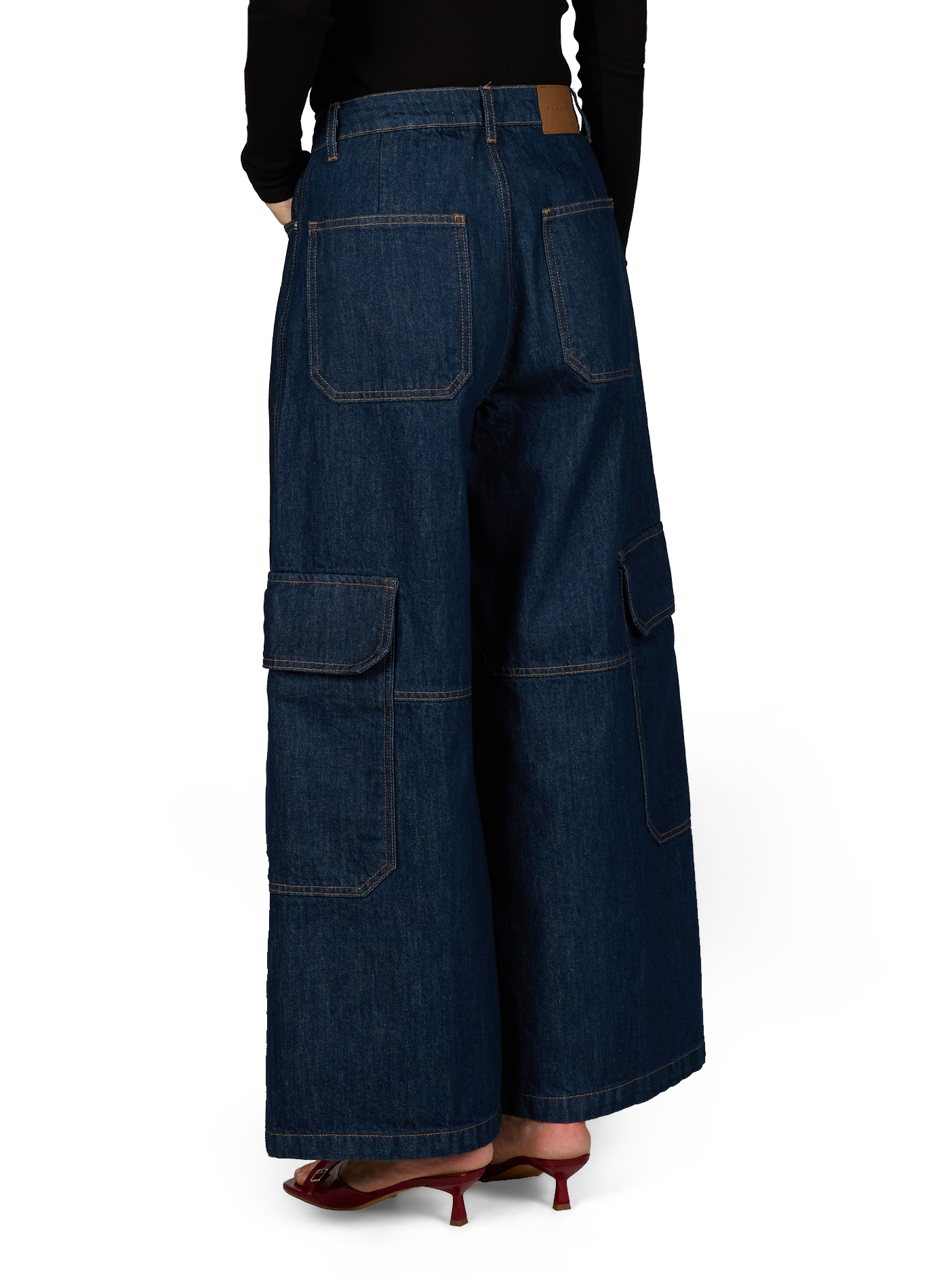 Wide cotton jeans TOPSHOP Blue