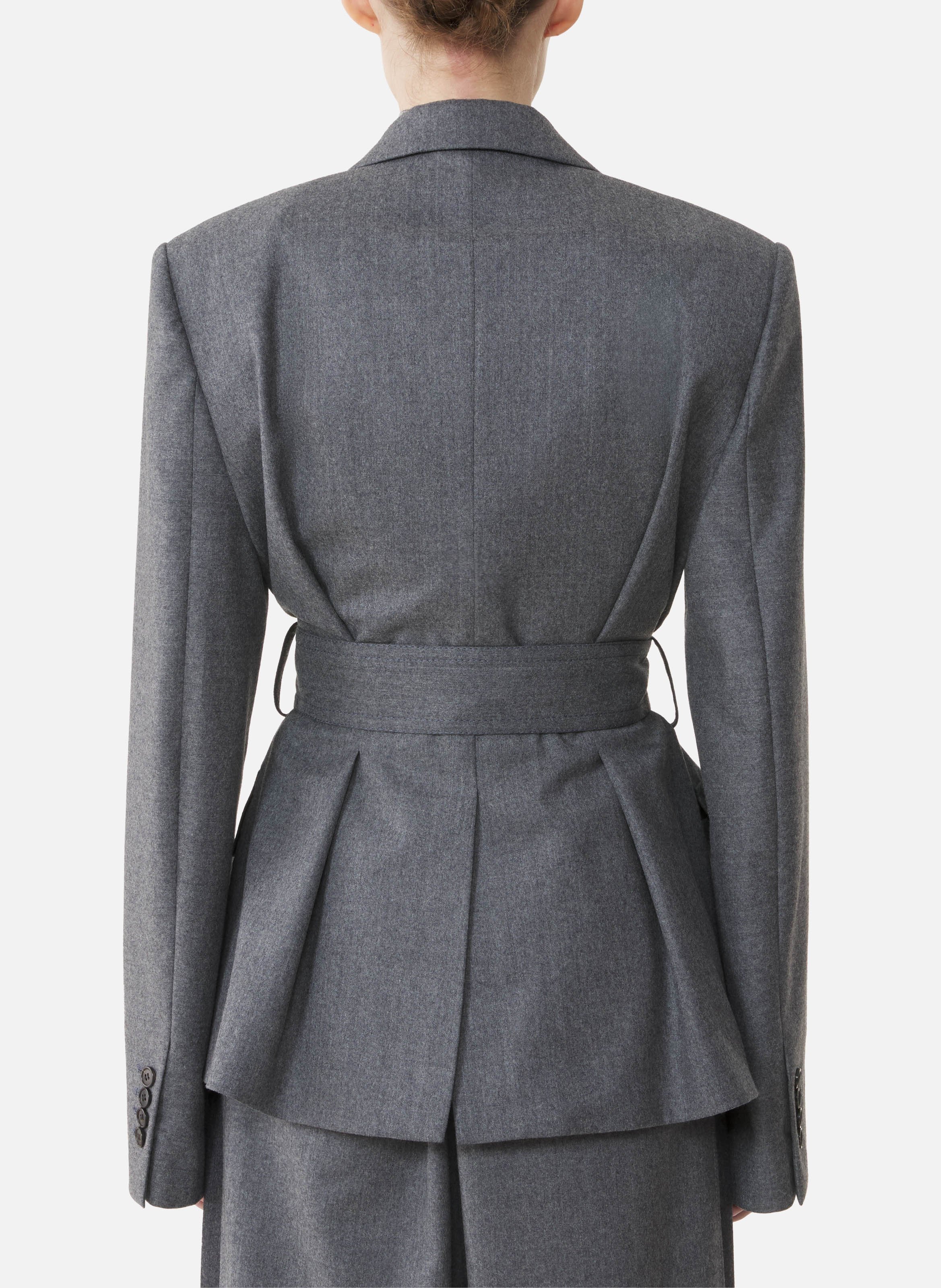 Veste ceinturée en flanelle de laine LANVIN Gris