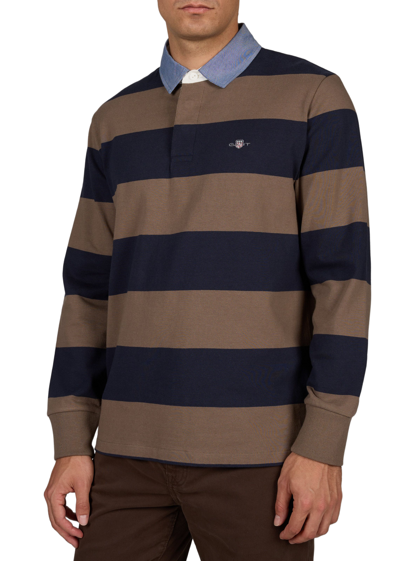 Long-sleeved cotton polo shirt GANT Brown
