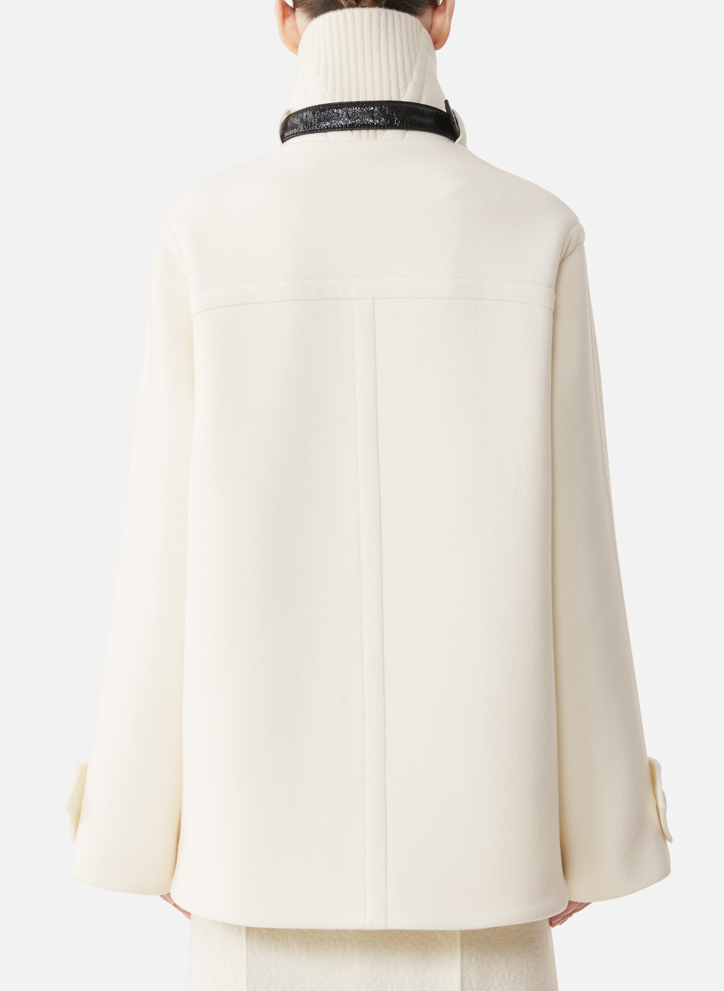 Manteau court col montant en laine LANVIN Blanc
