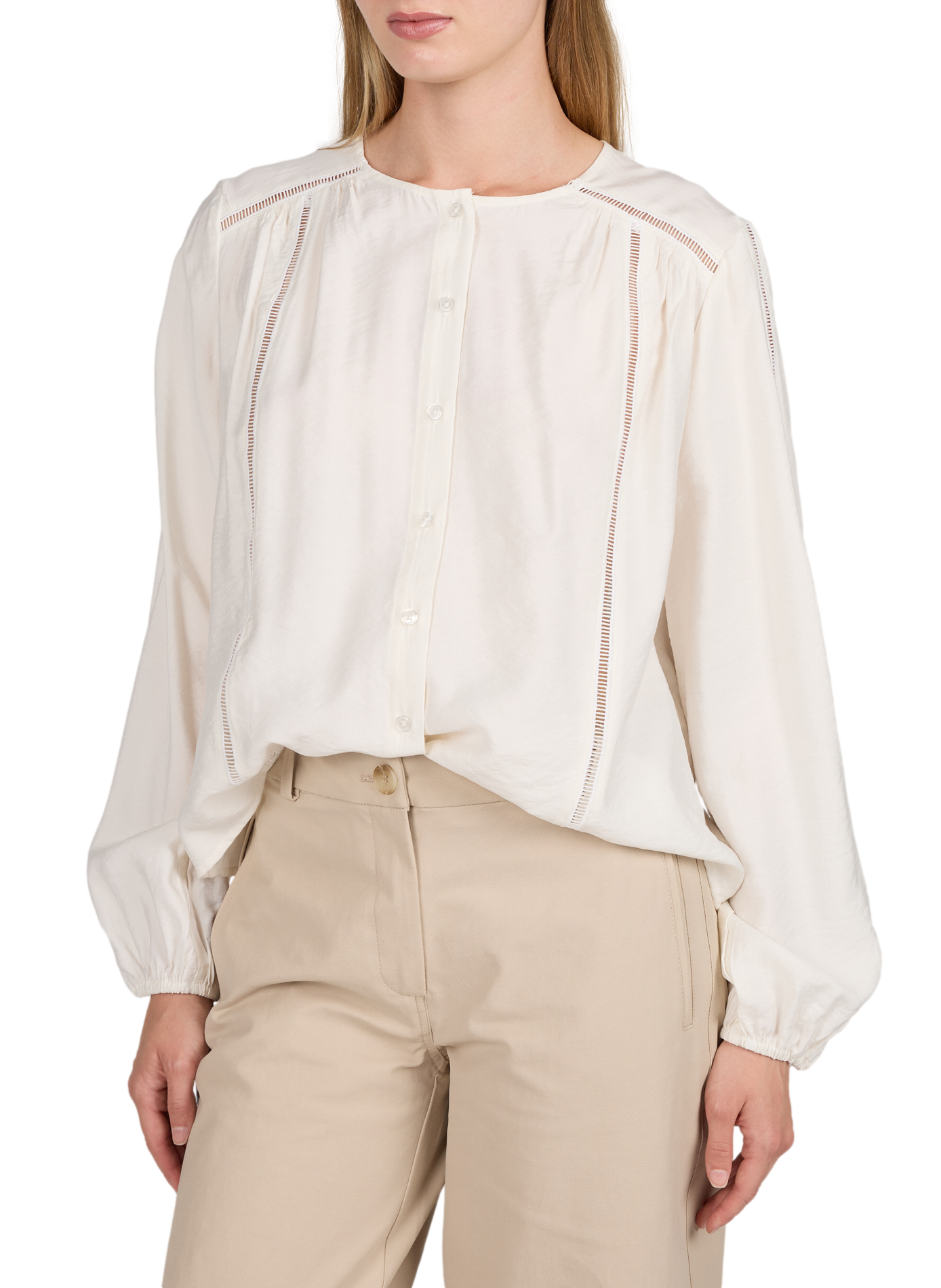 Gerade geschnittenes Rundhals-Shirt OBJECT Weiss