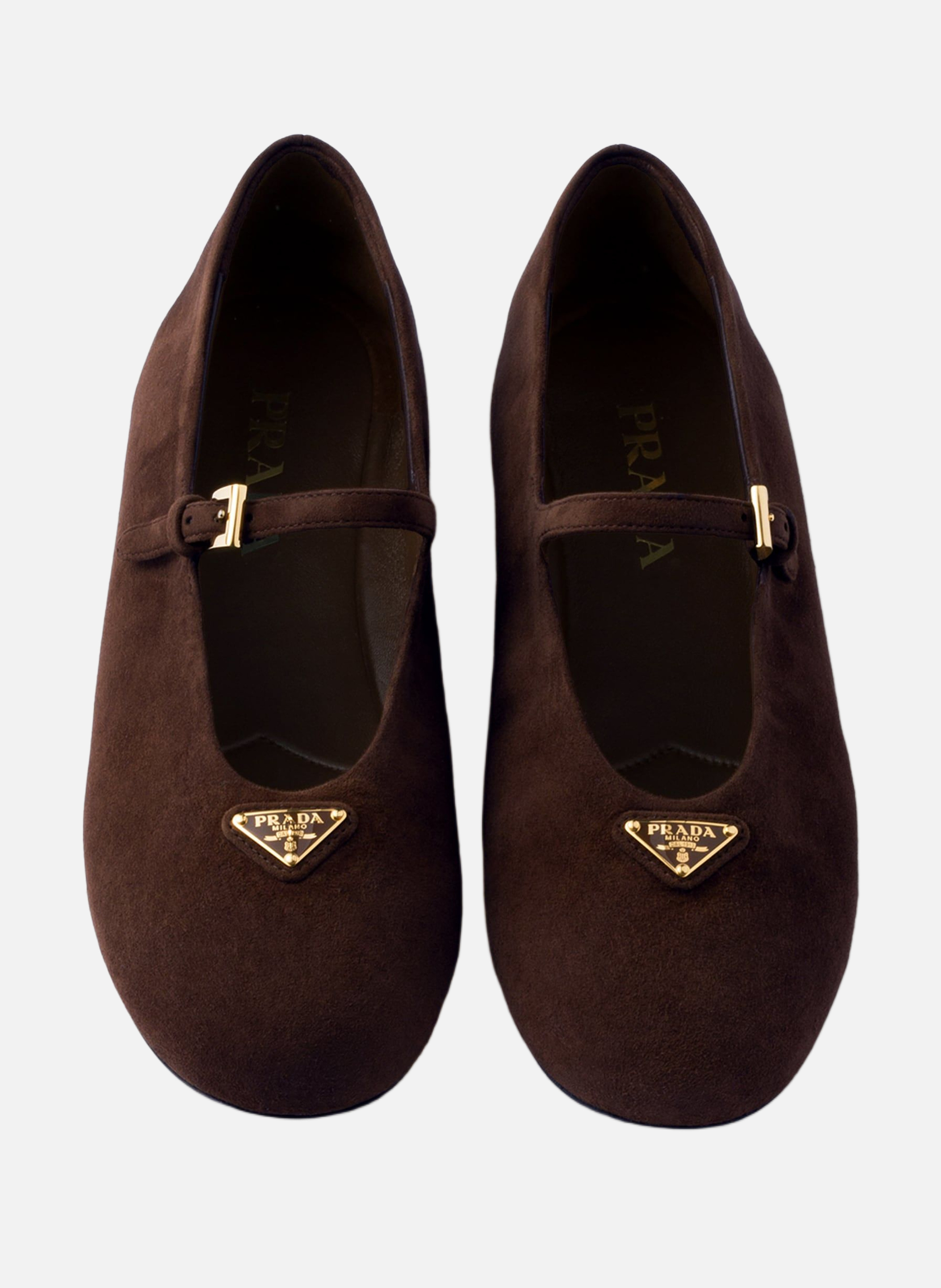 Ballerines en veau velours PRADA Marron