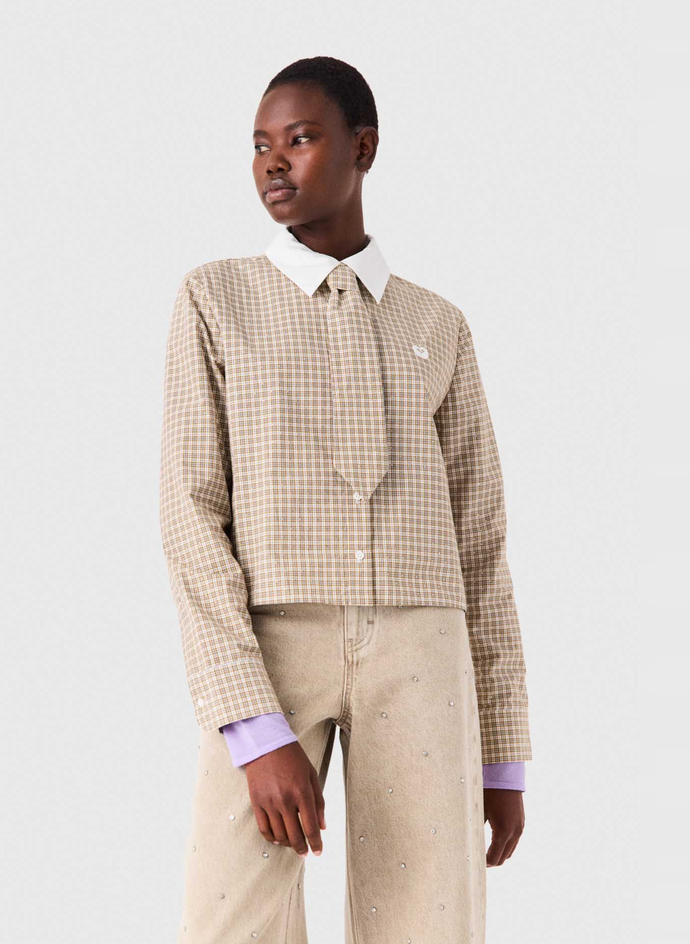 Chemise col classique en coton MAJE Beige